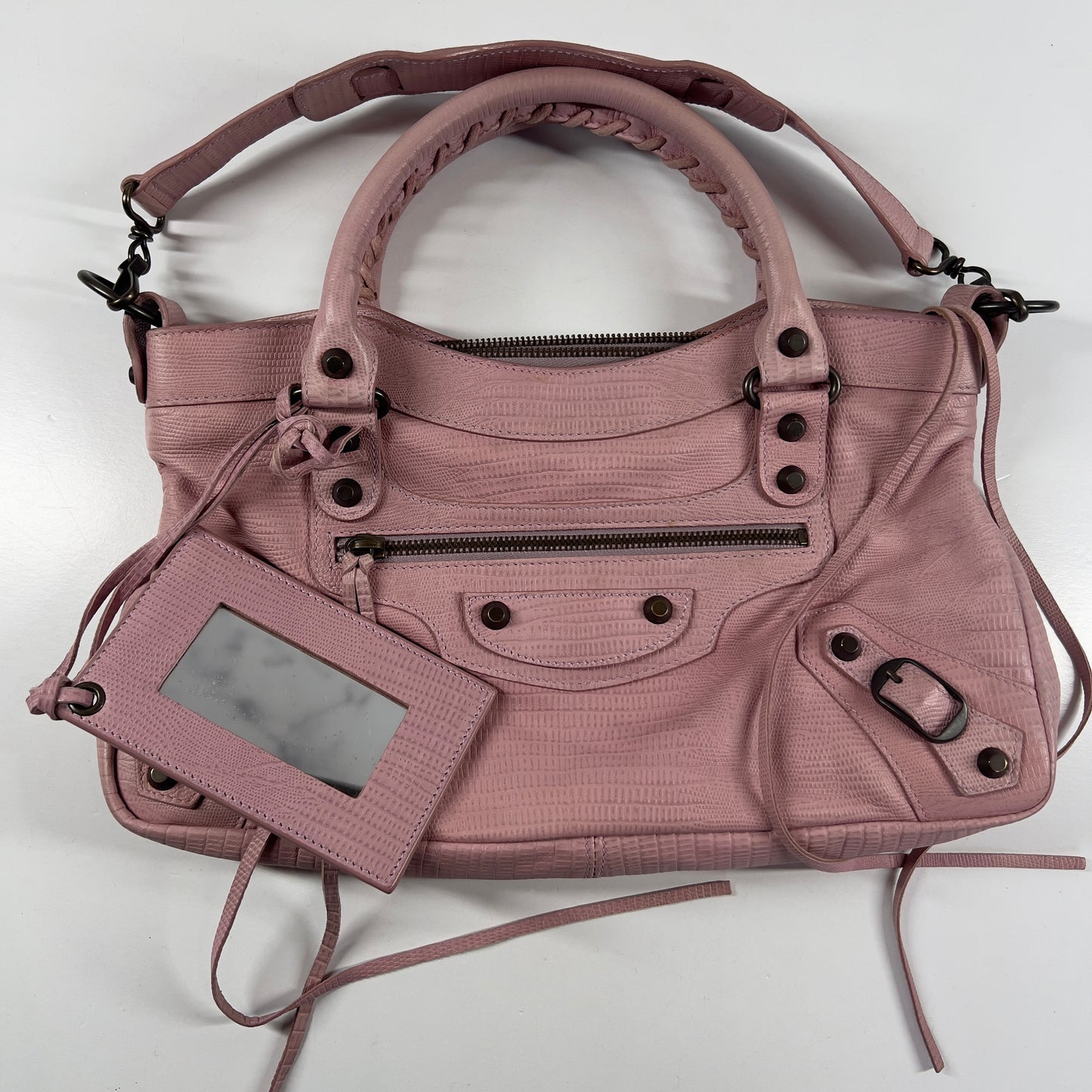 Balenciaga 10th Anniversary Pink Lizard Embossed First Bag