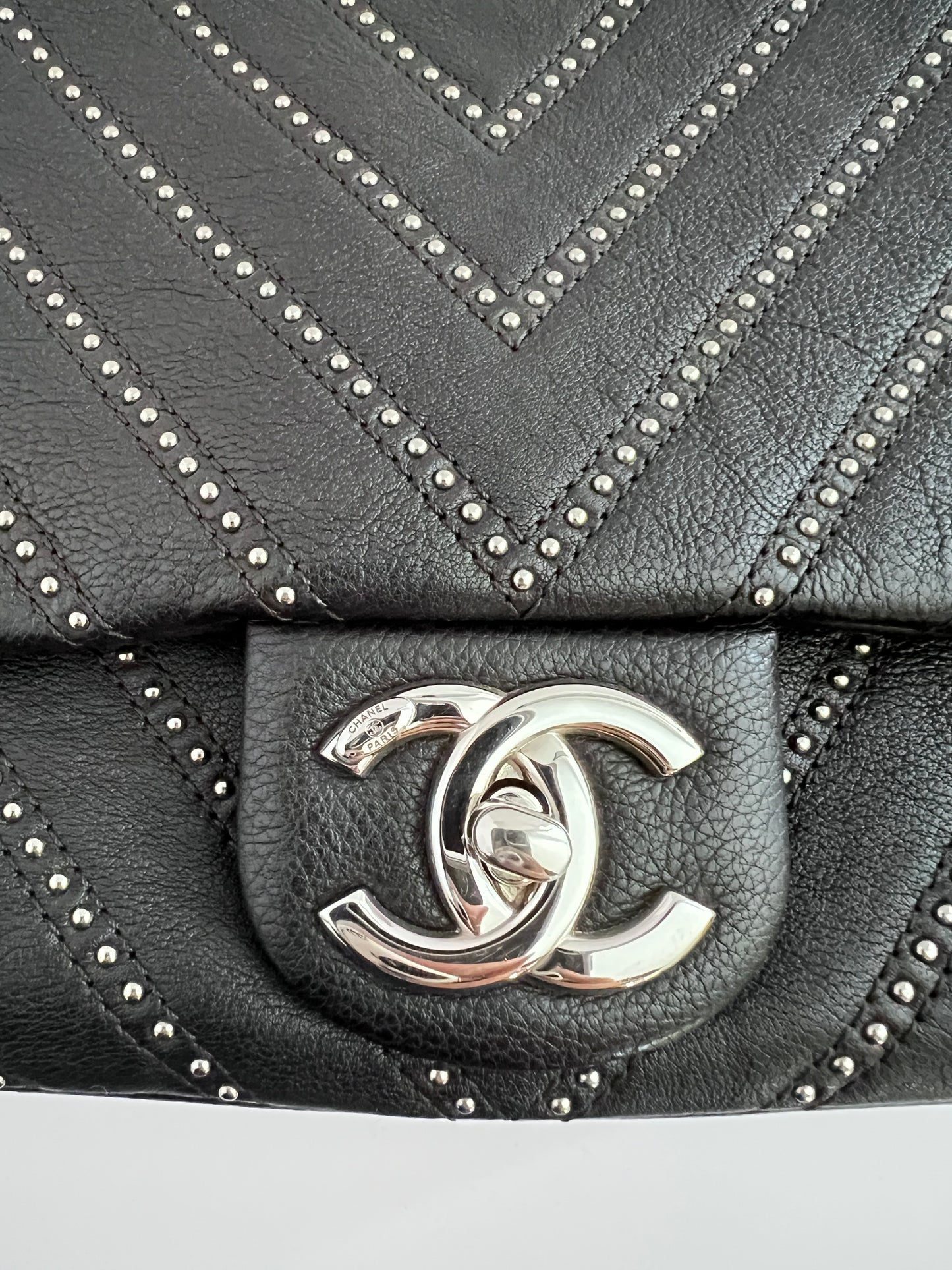 Chanel Stud Wars CC Flap Bag Chevron Calskin