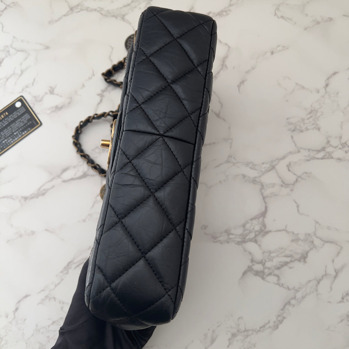 Chanel Vintage Black Quilted Leather Lucky Charms Medium Flap Bag
