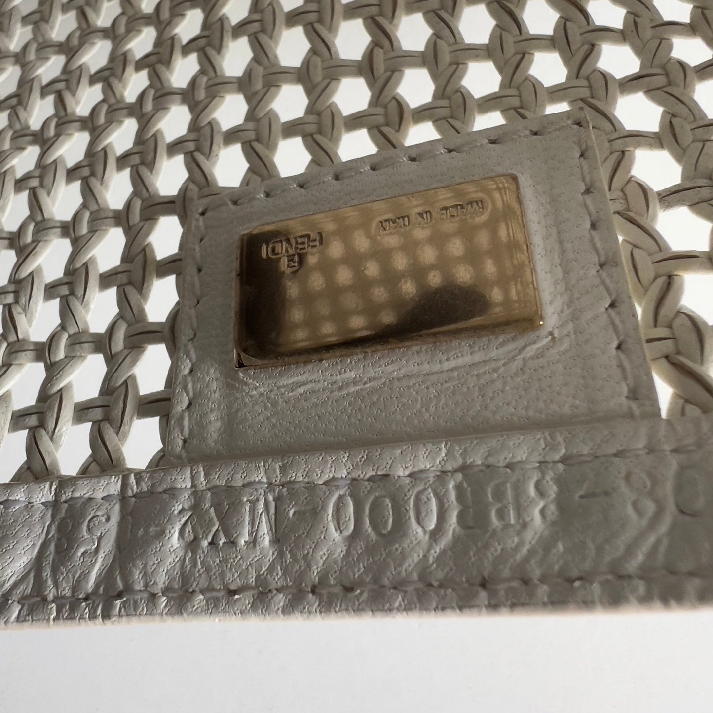 Vintage Fendi Offwhite Woven Leather Baguette