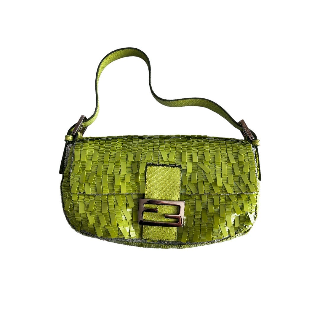 Vintage Fendi lime Sequin baguette