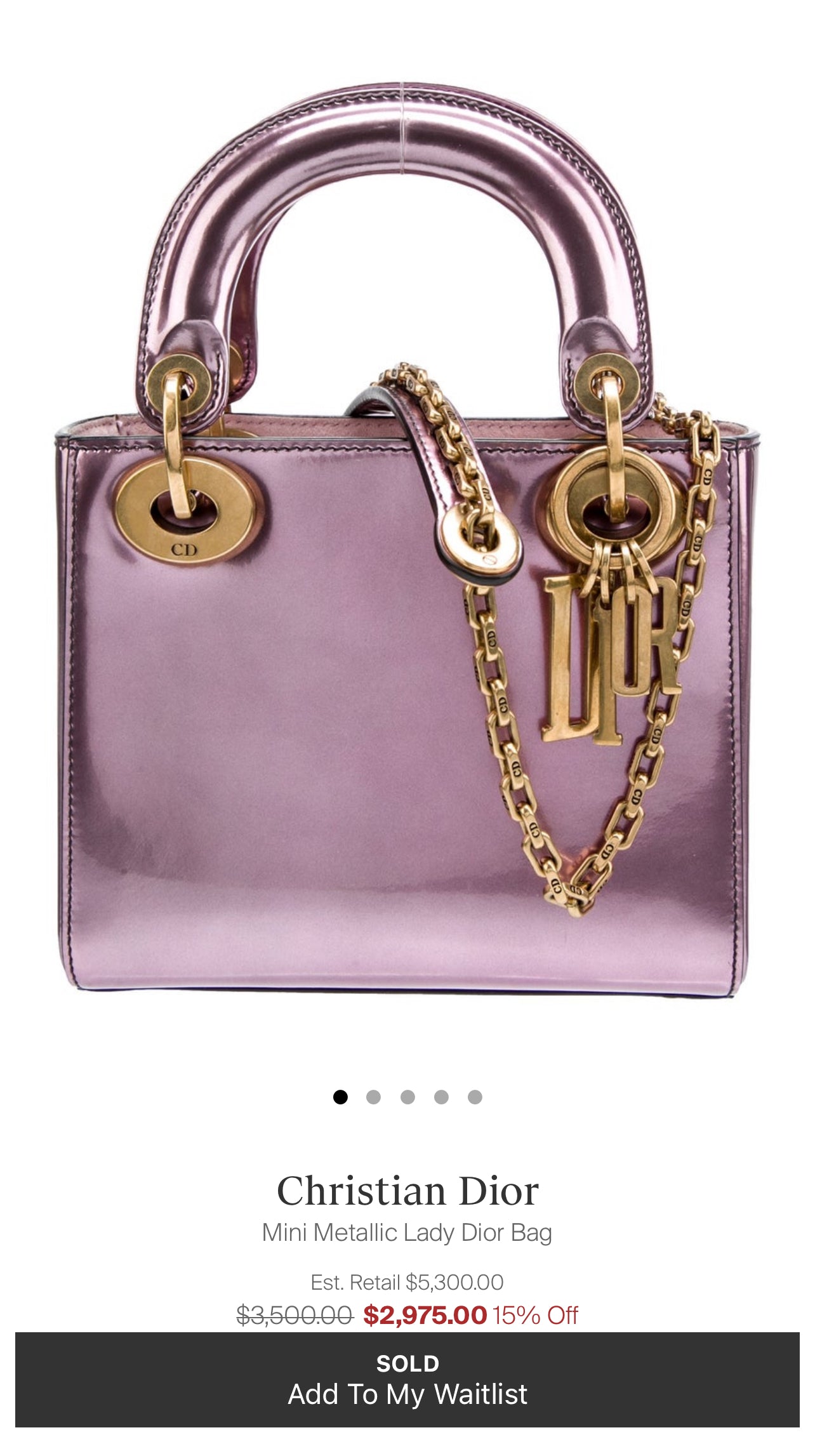 Dior mini metallic lady Dior bag