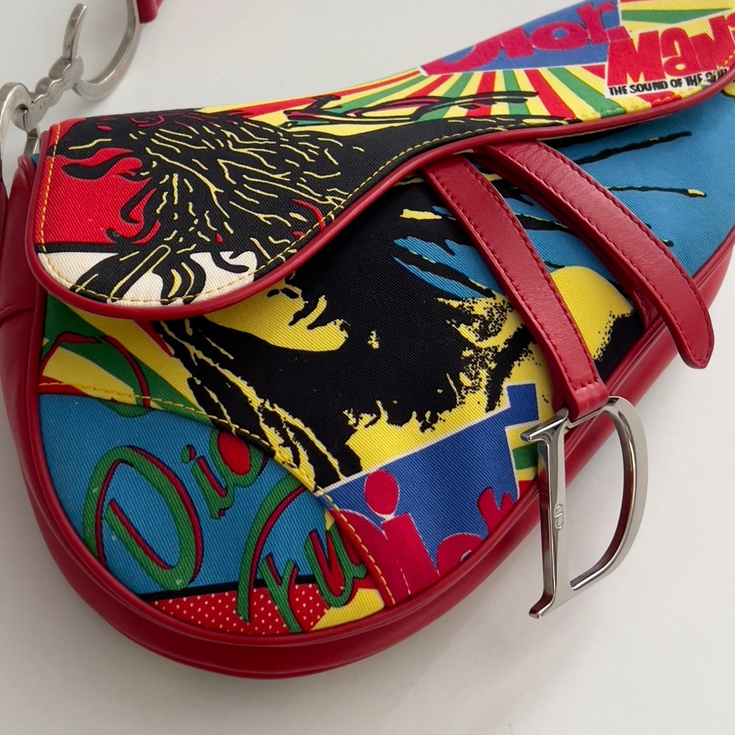 Vintage Christian Dior Red Dior Mania Saddle Bag