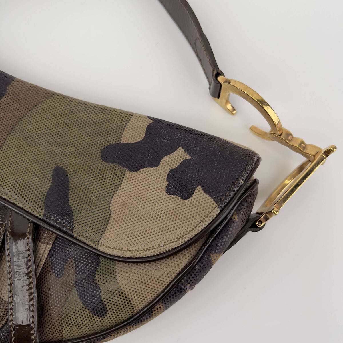 Vintage Dior camo print saddle bag regular size
