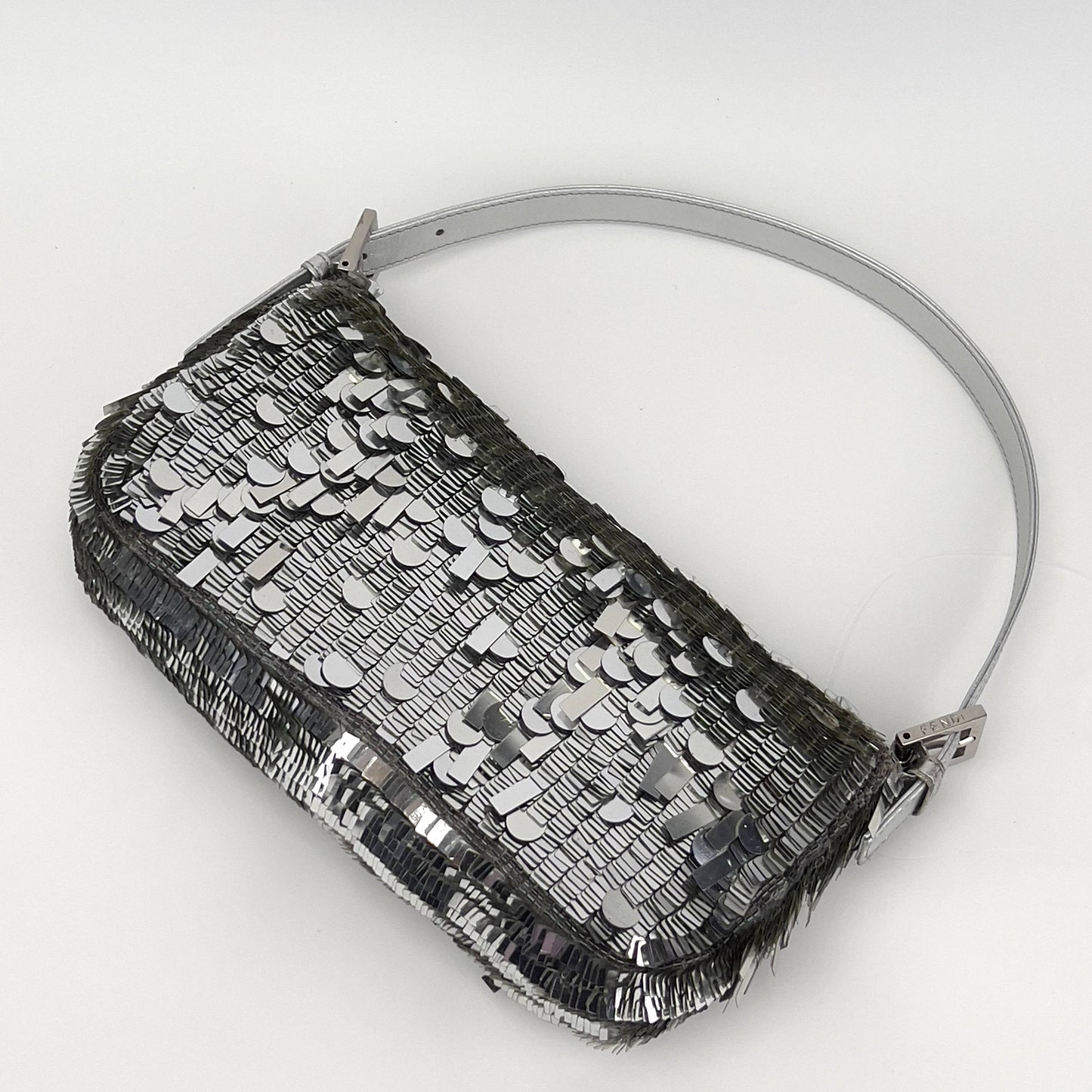 Vintagr Fendi silver sequin baguette