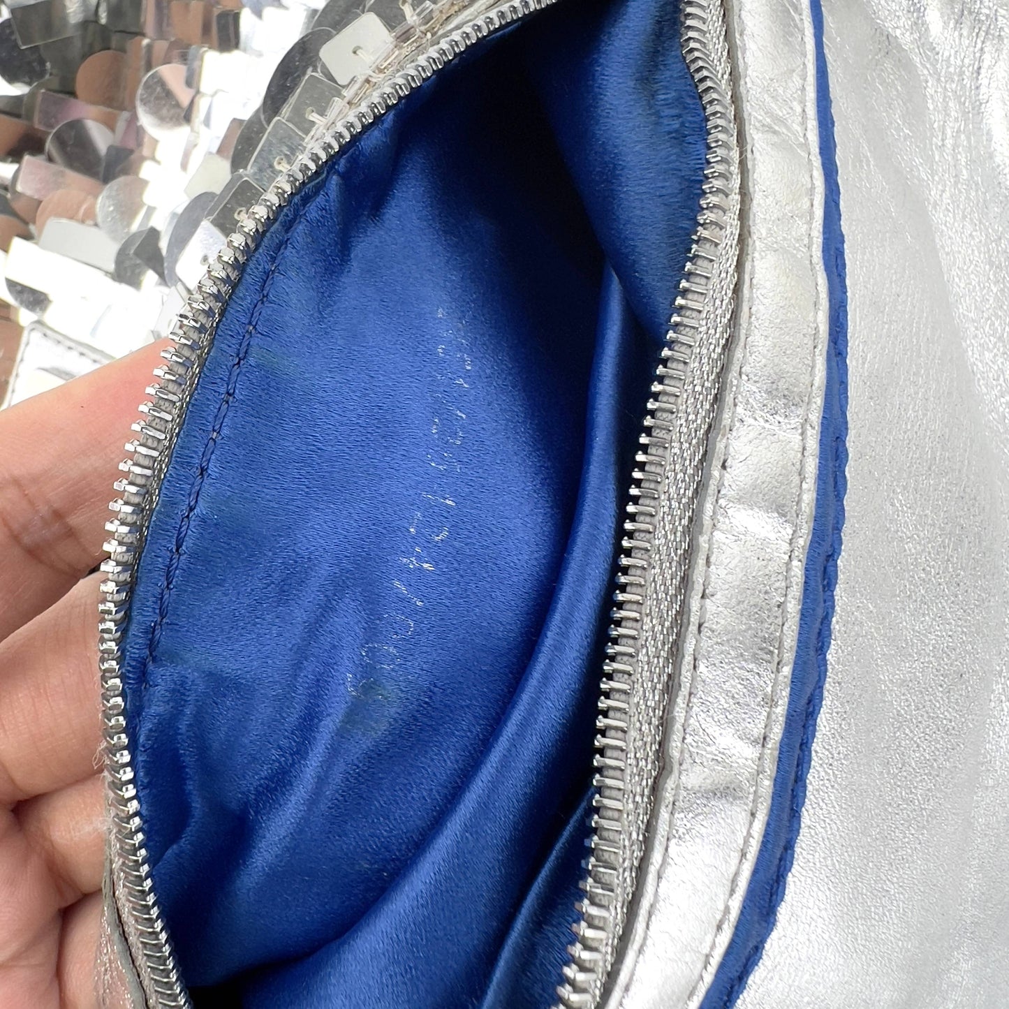 Vintagr Fendi silver sequin baguette