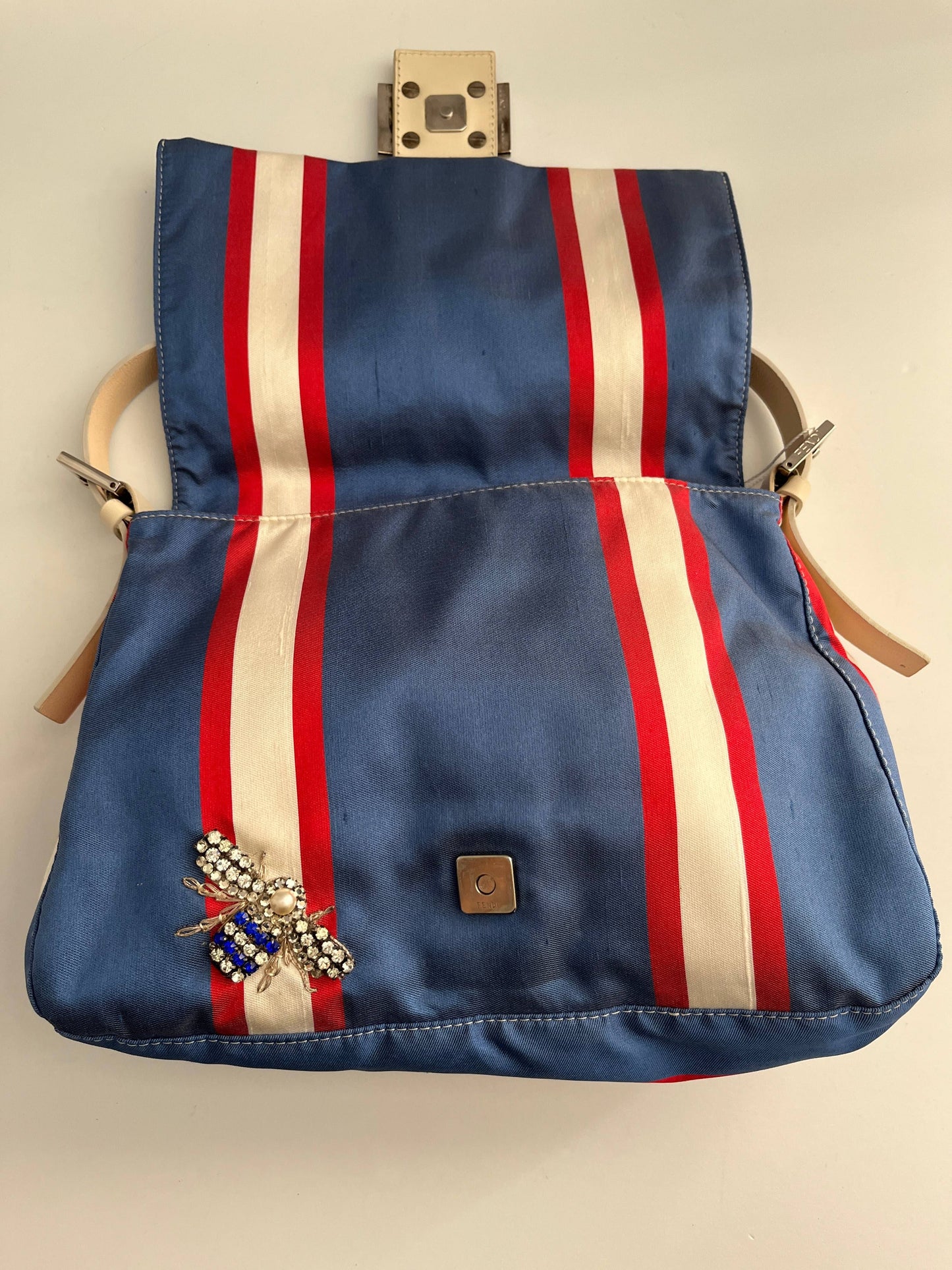 Vintage Fendi baguette Mamma insect stripes multicolor shoulder bag