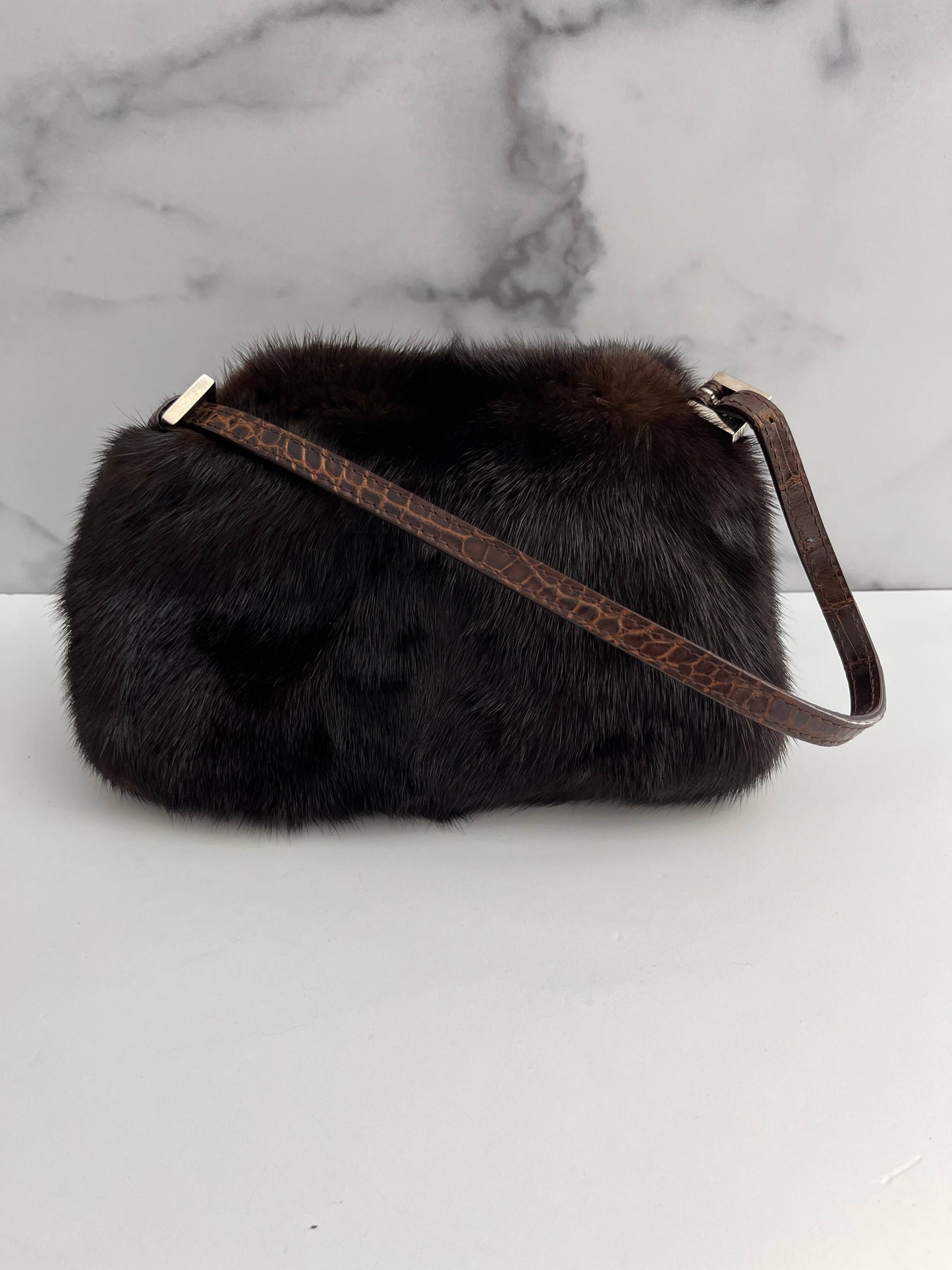vintage Fendi Baguette mini mamma mink fur shoulder bag