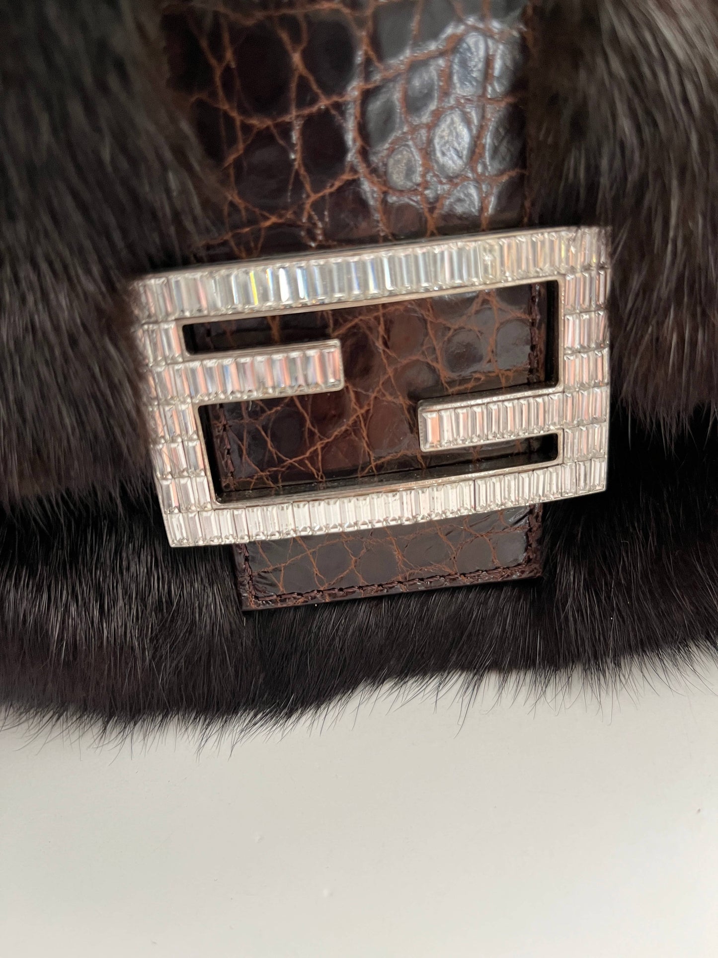 vintage Fendi Baguette mini mamma mink fur shoulder bag