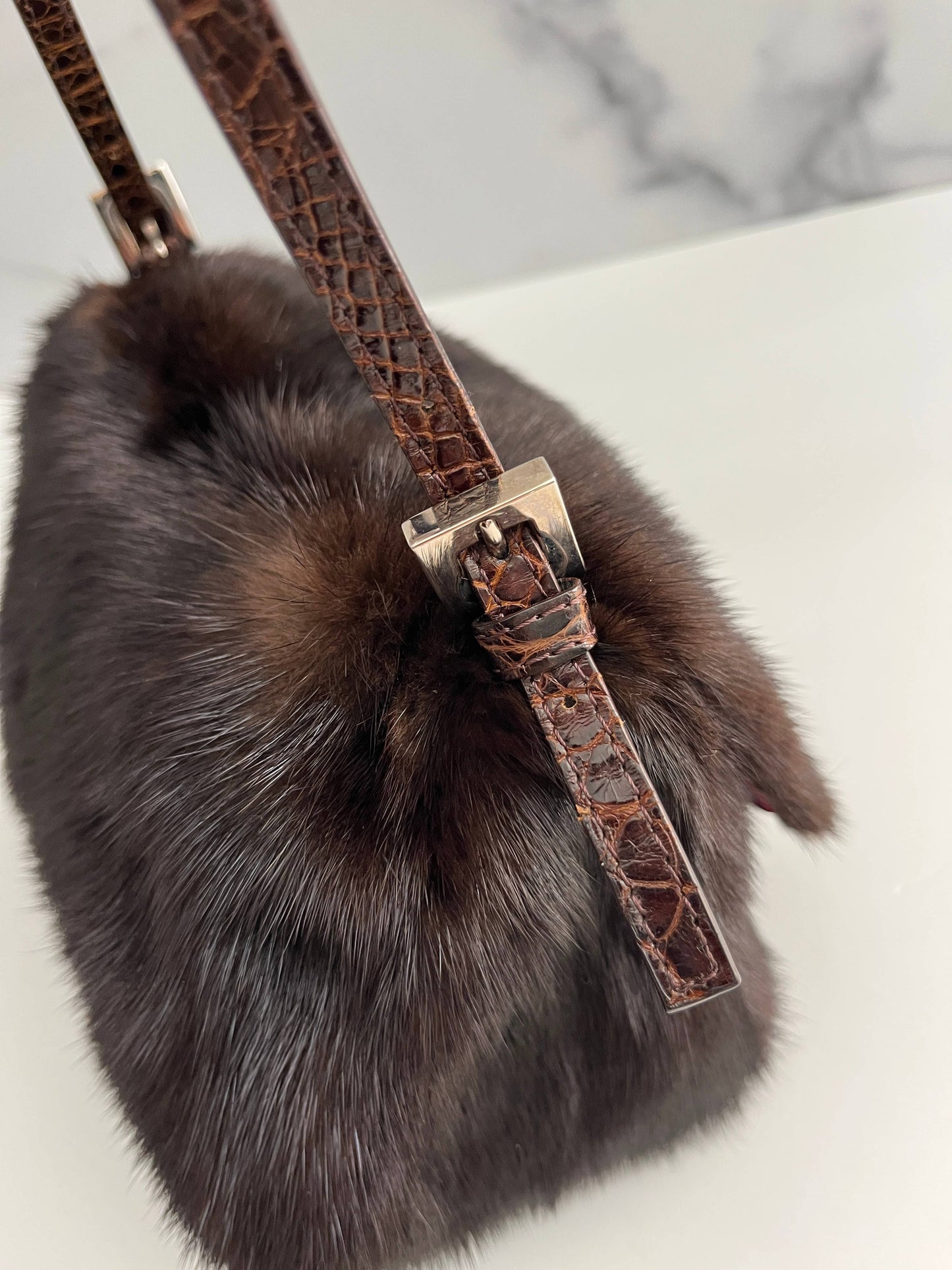 vintage Fendi Baguette mini mamma mink fur shoulder bag