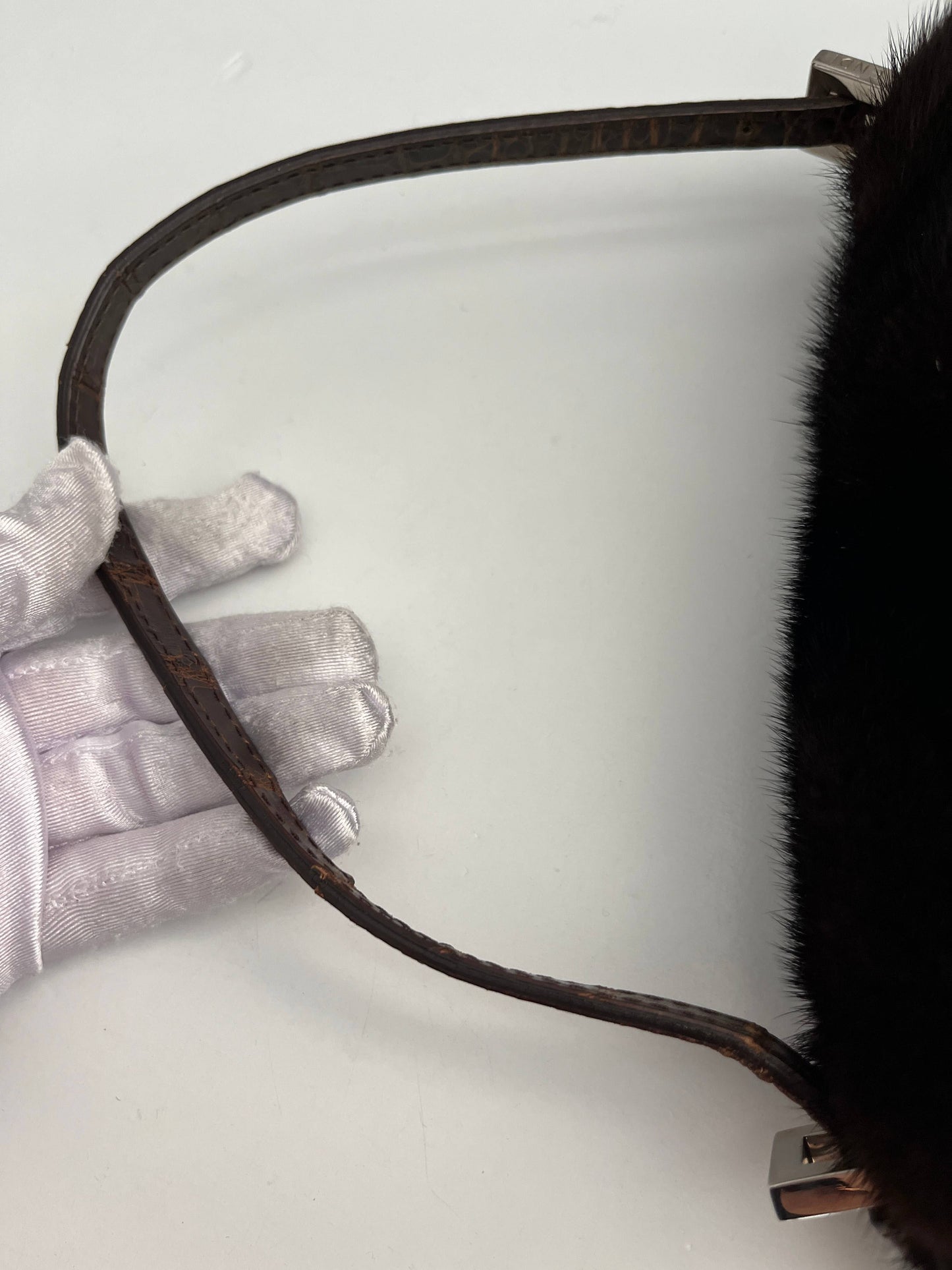 vintage Fendi Baguette mini mamma mink fur shoulder bag