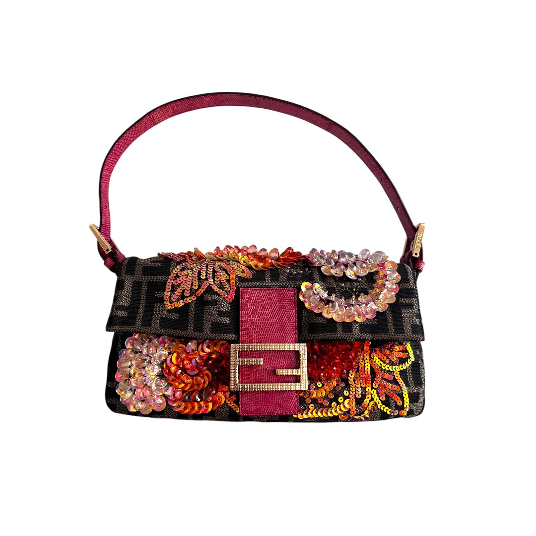Vintage Fendi embroidered zucca baguette 2004
