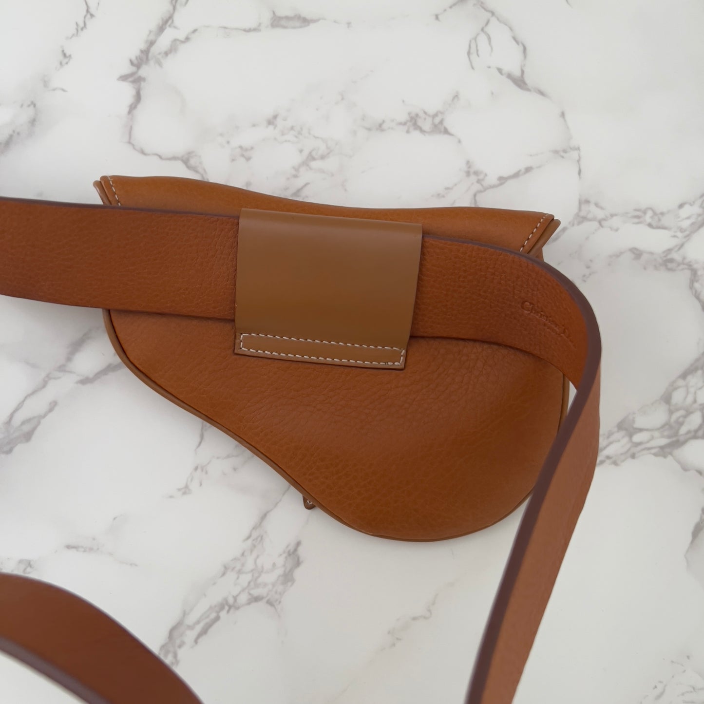 Vintage Christine Dior 2003 Caramel Leather Saddle Belt bag