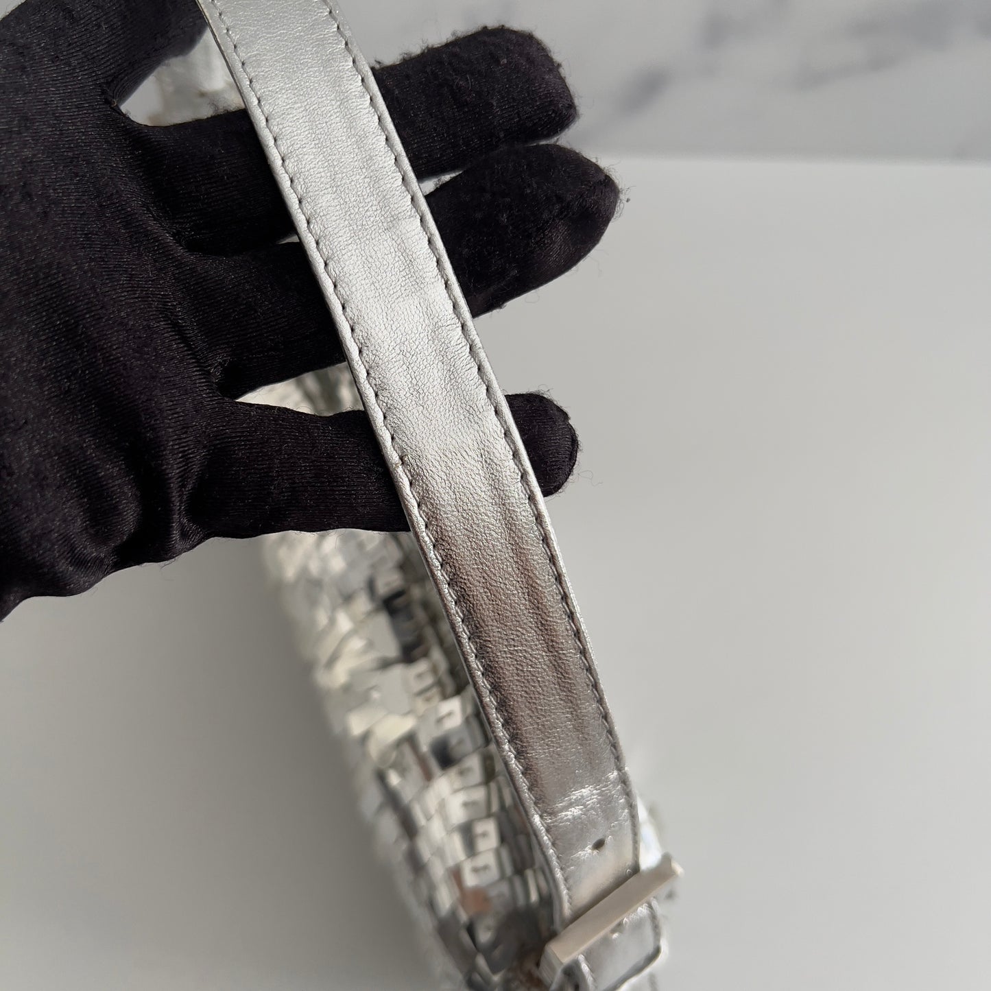 Vintage Fendi silver sequin baguette