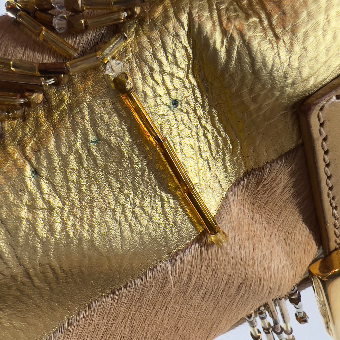 Vintage Fendi Pony Hair Beaded Fringes Baguette