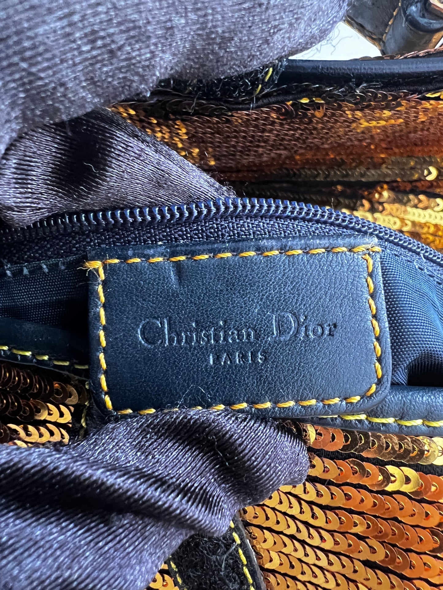Vintage Dior gold sequin double saddle bag