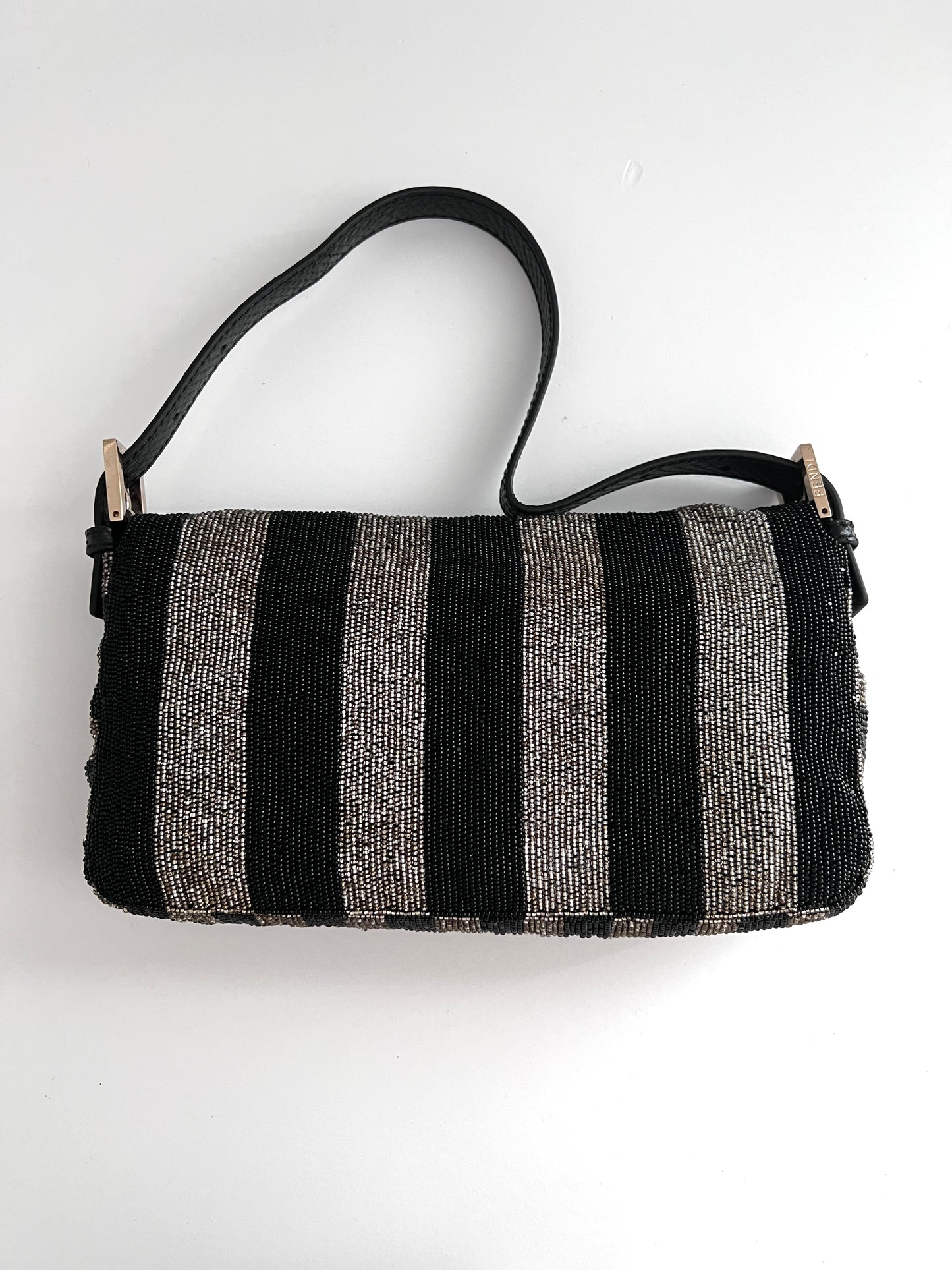 Pre-Owned Fendi full beaded stripe baguette