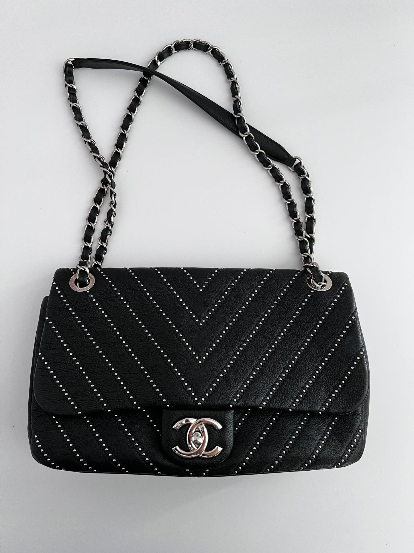 Chanel Stud Wars CC Flap Bag Chevron Calskin