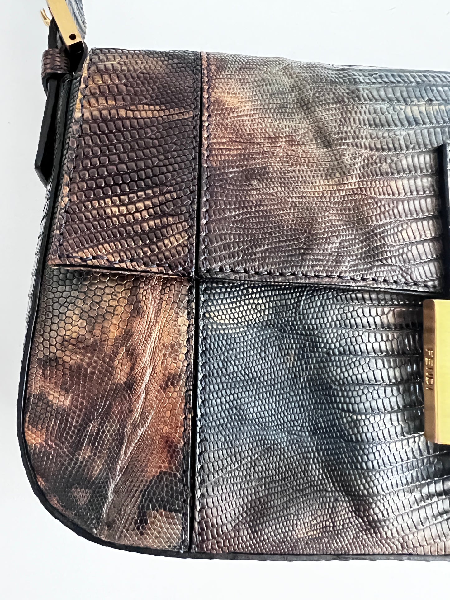 Fendi exotic leather baguette