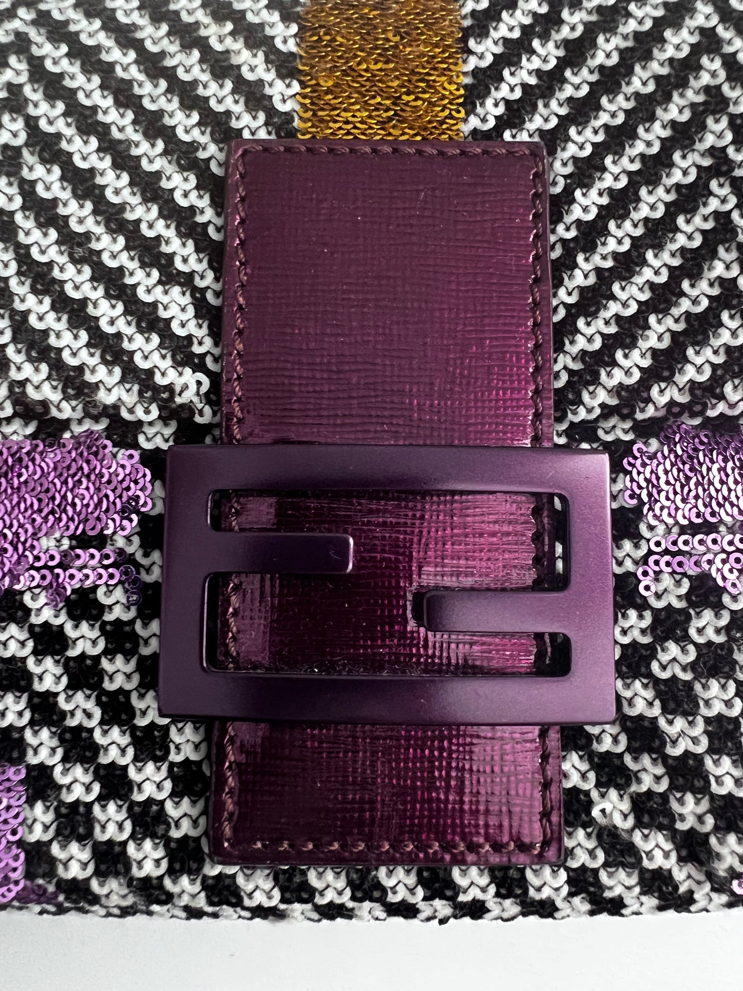Fendi colorful sequin tweed baguette