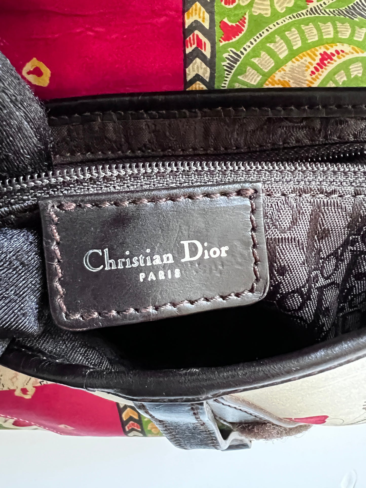 Vintage Dior floral print satin saddle bag