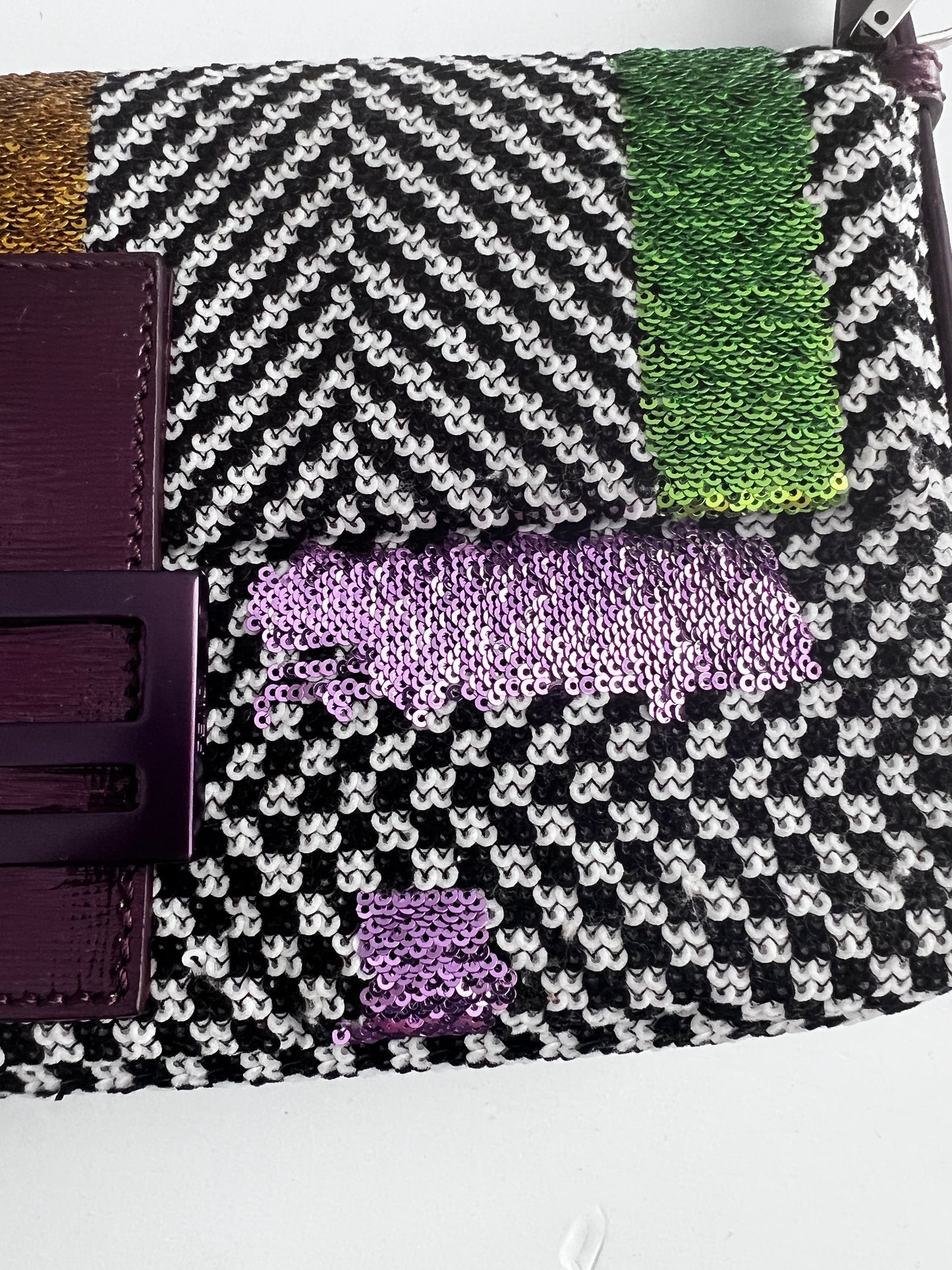 Fendi colorful sequin tweed baguette