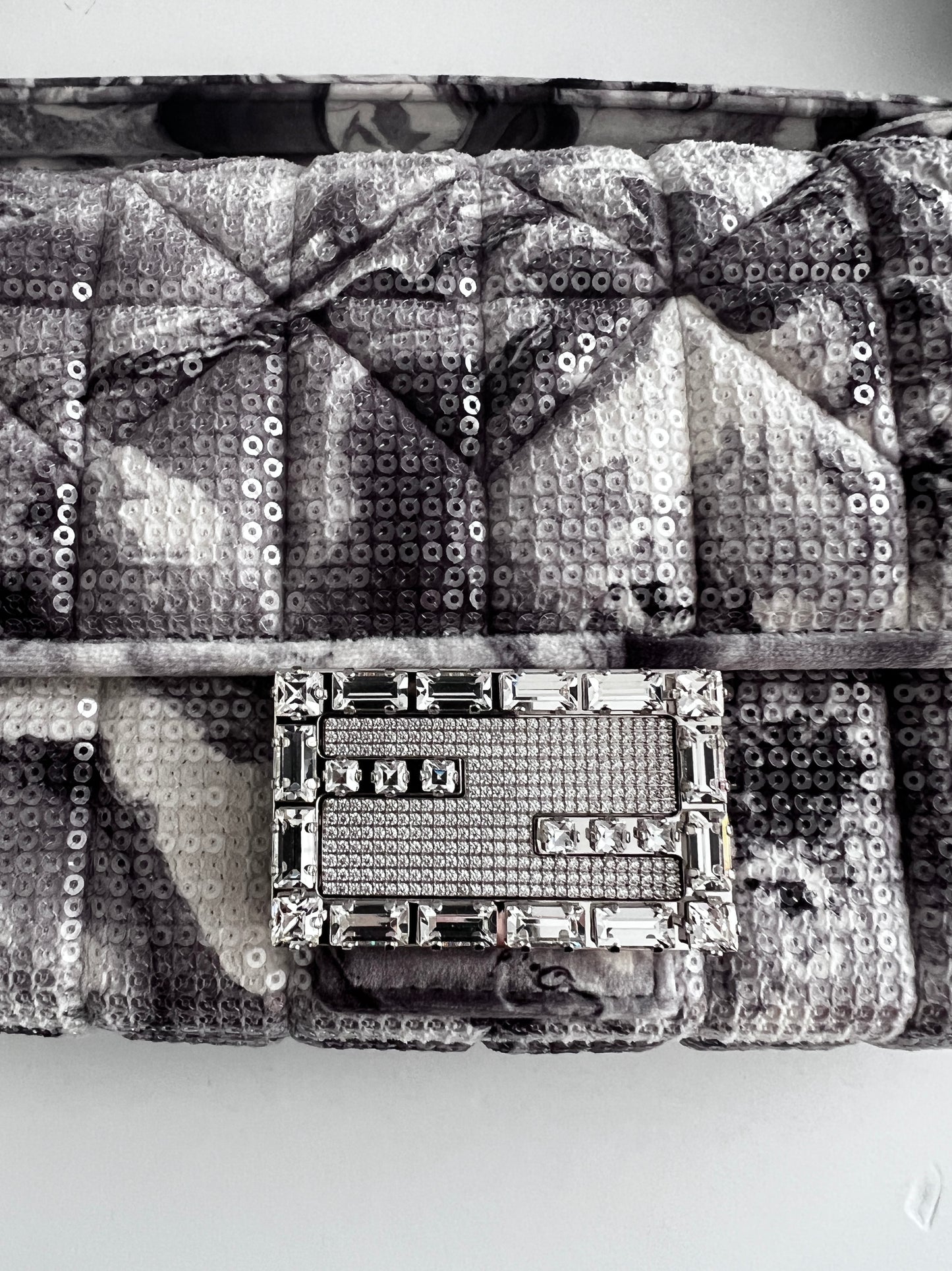 Fendi marble print sequin magnetic buckle baguette