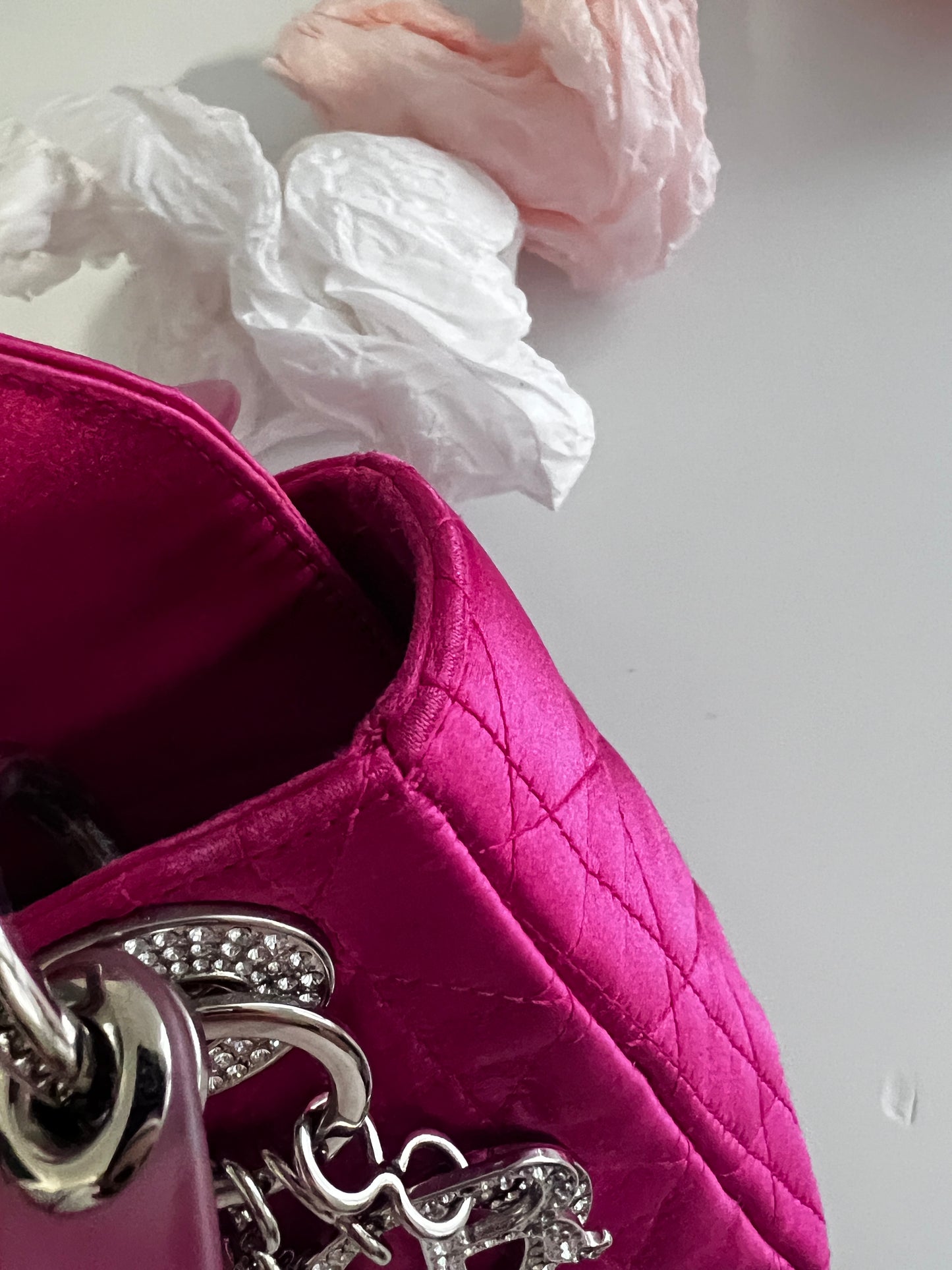 Dior Vintage Lady Dior pink satin mini handle bag