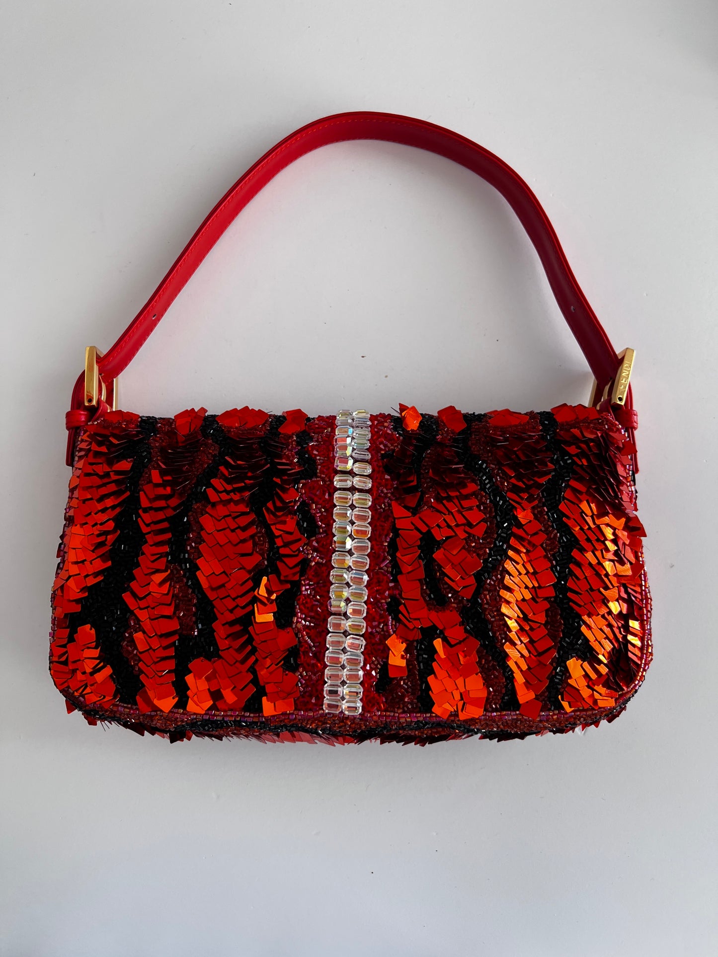 Rare!Vintage Fendi Orange sequin baguette