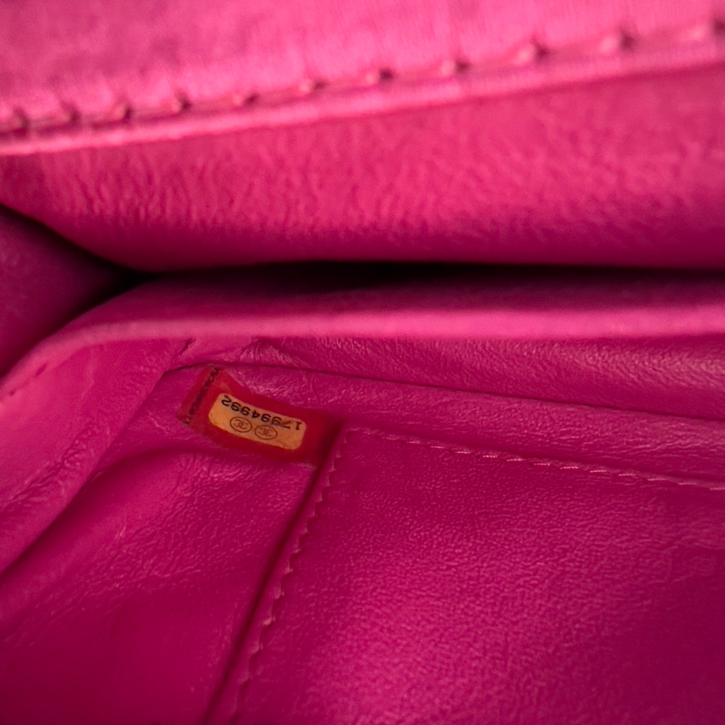Vintage Chanel pink sequin mini flap bag