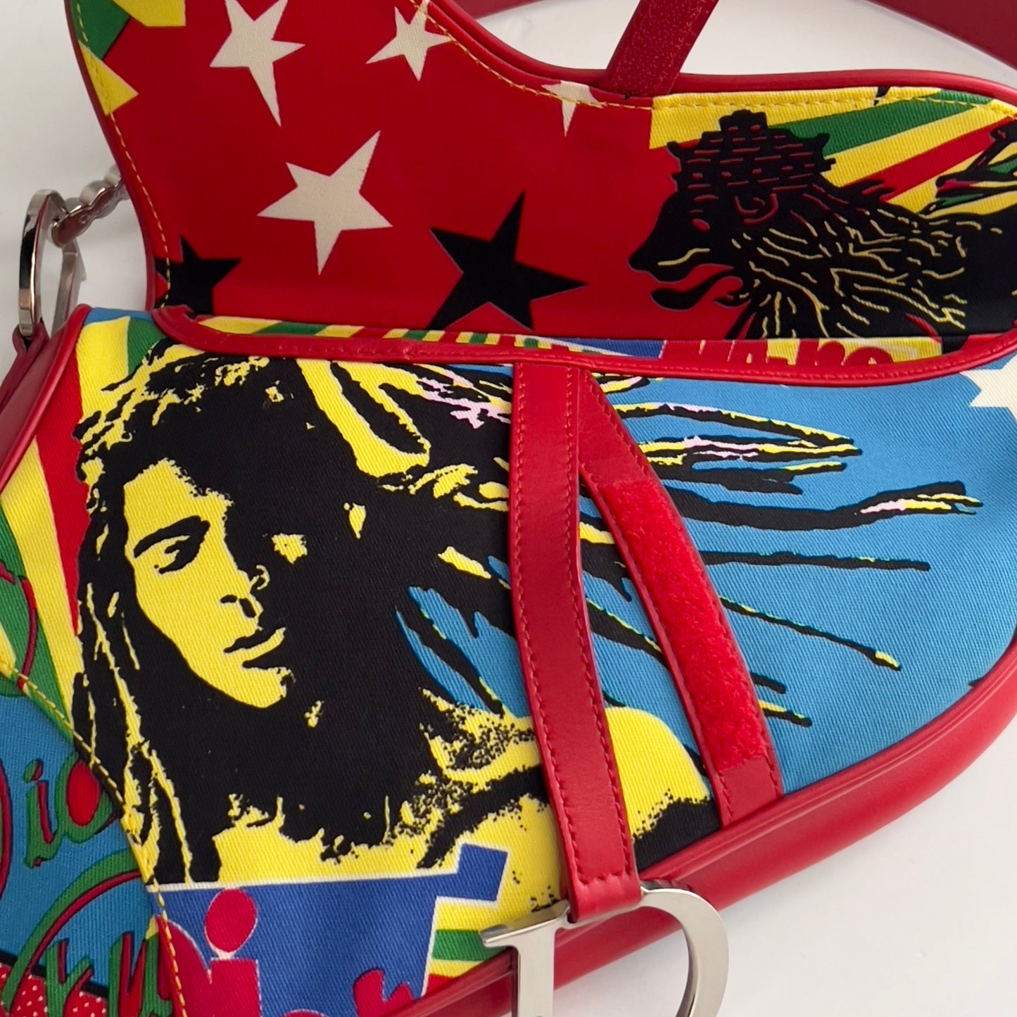 Vintage Christian Dior Red Dior Mania Saddle Bag