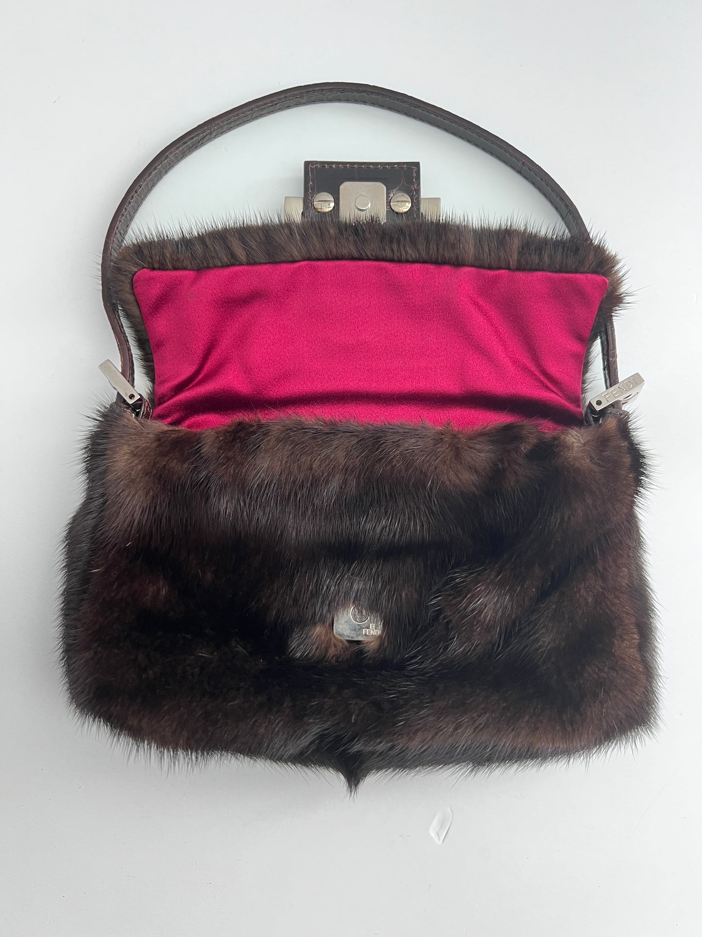 Vintage Fendi brown Mink fur mini baguette