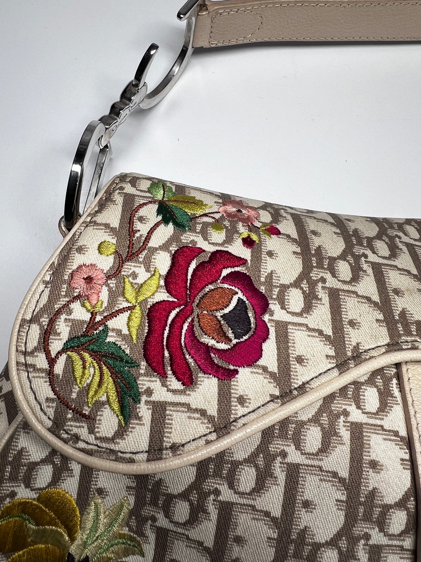 Vintage Dior embroidered Diorissimo saddle bag