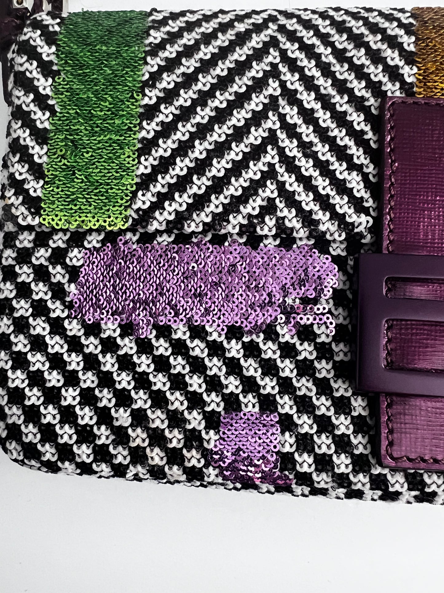 Fendi colorful sequin tweed baguette