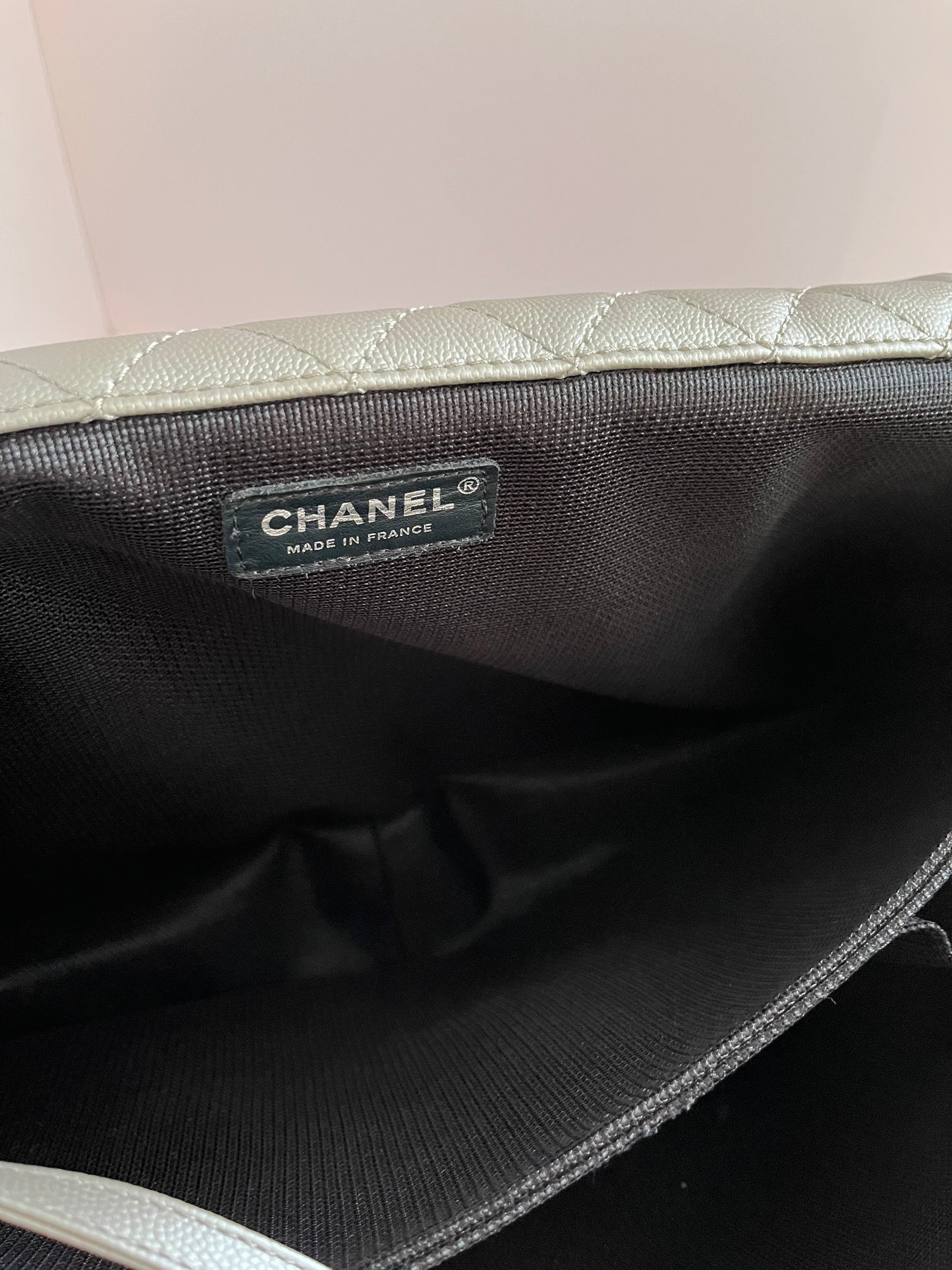 Chanel silver XXL size flap bag