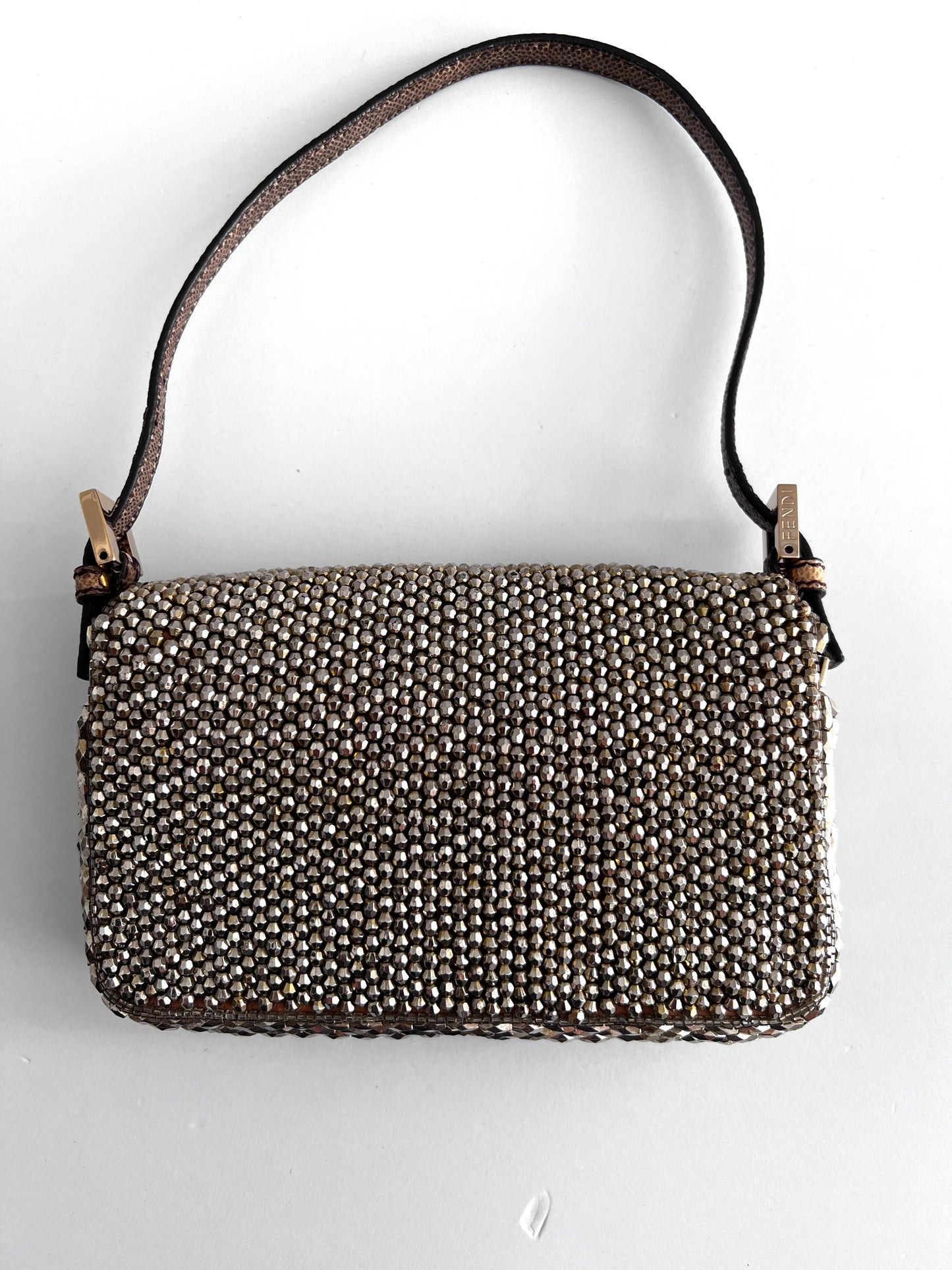 Fendi silver beaded mini baguette