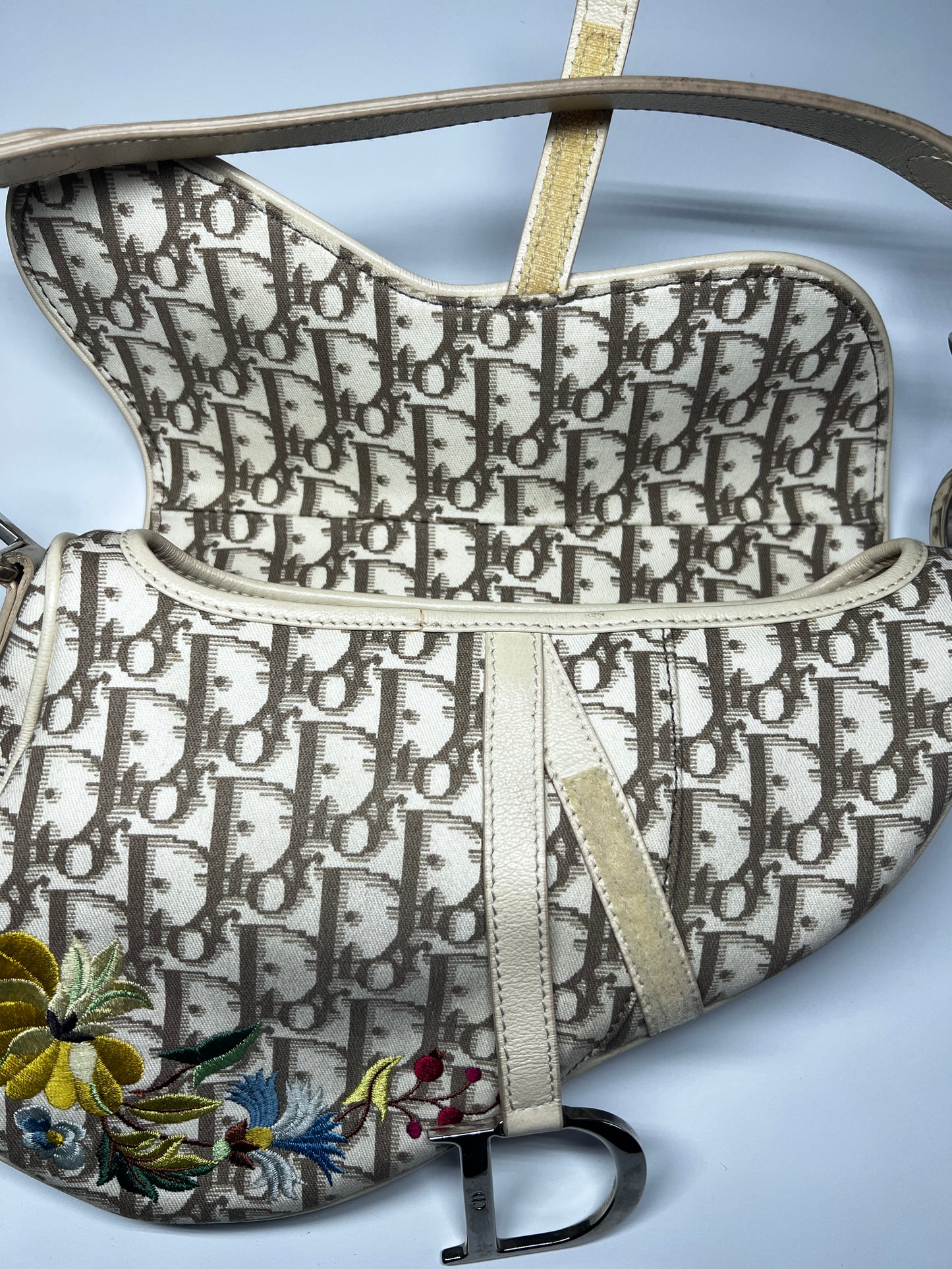 Vintage Dior embroidered Diorissimo saddle bag