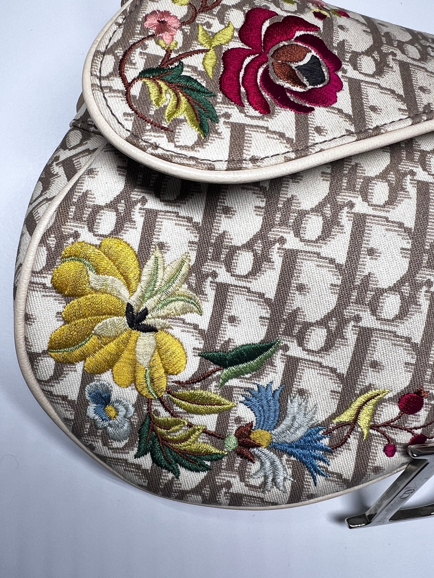 Vintage Dior embroidered Diorissimo saddle bag