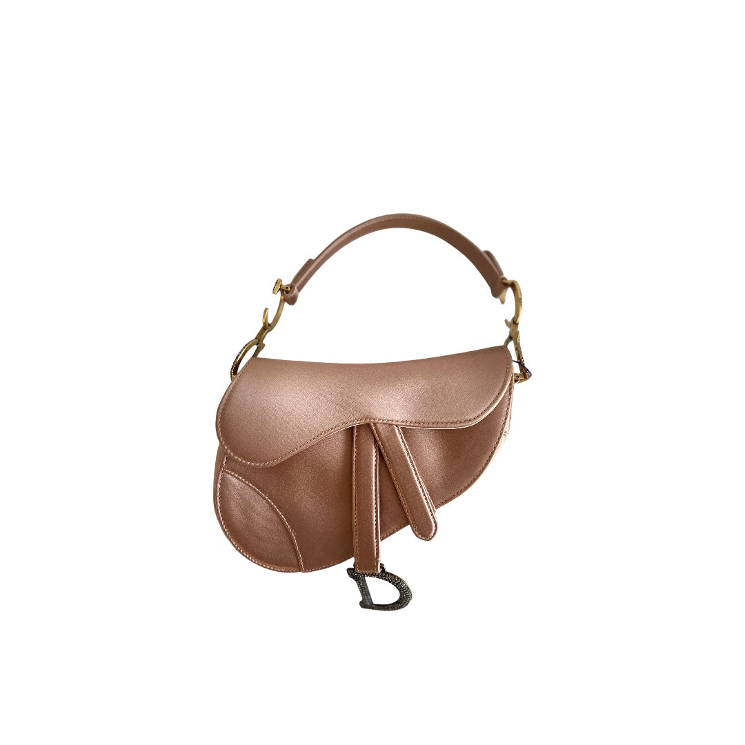 Dior small rose pink satin Saddle Bag