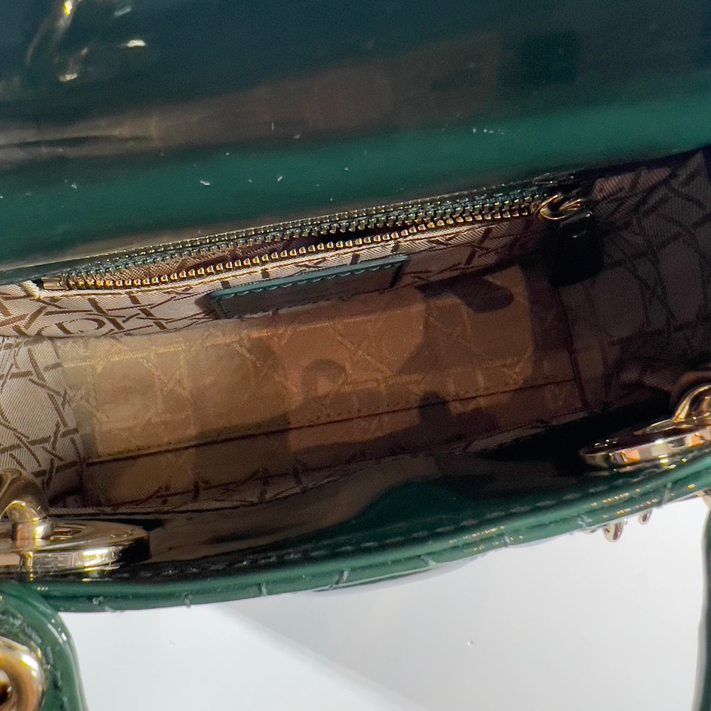 Dior Mini Green Patent Cannage Ladydior Bag