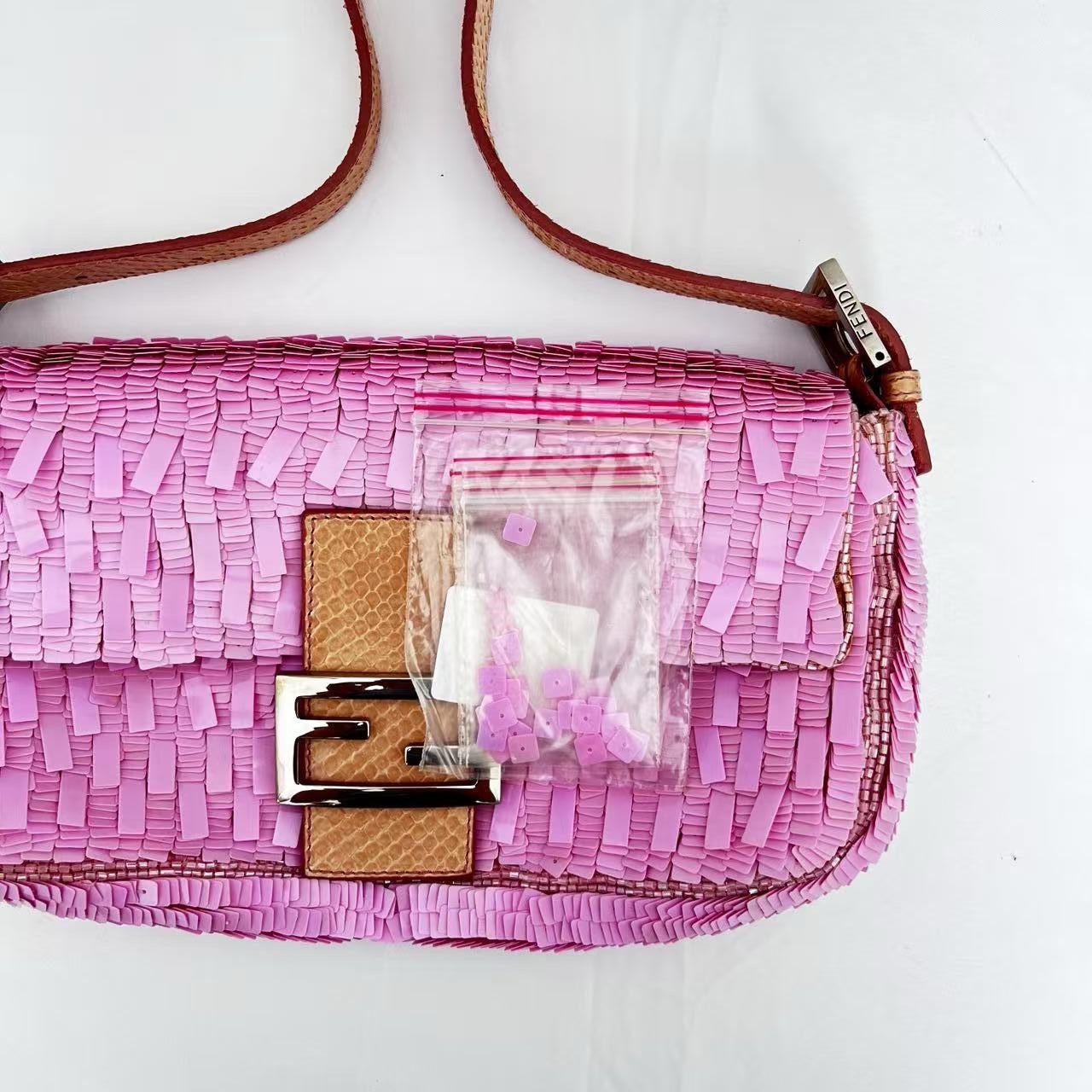 Vintage Fendi Pink Sequin Baguette