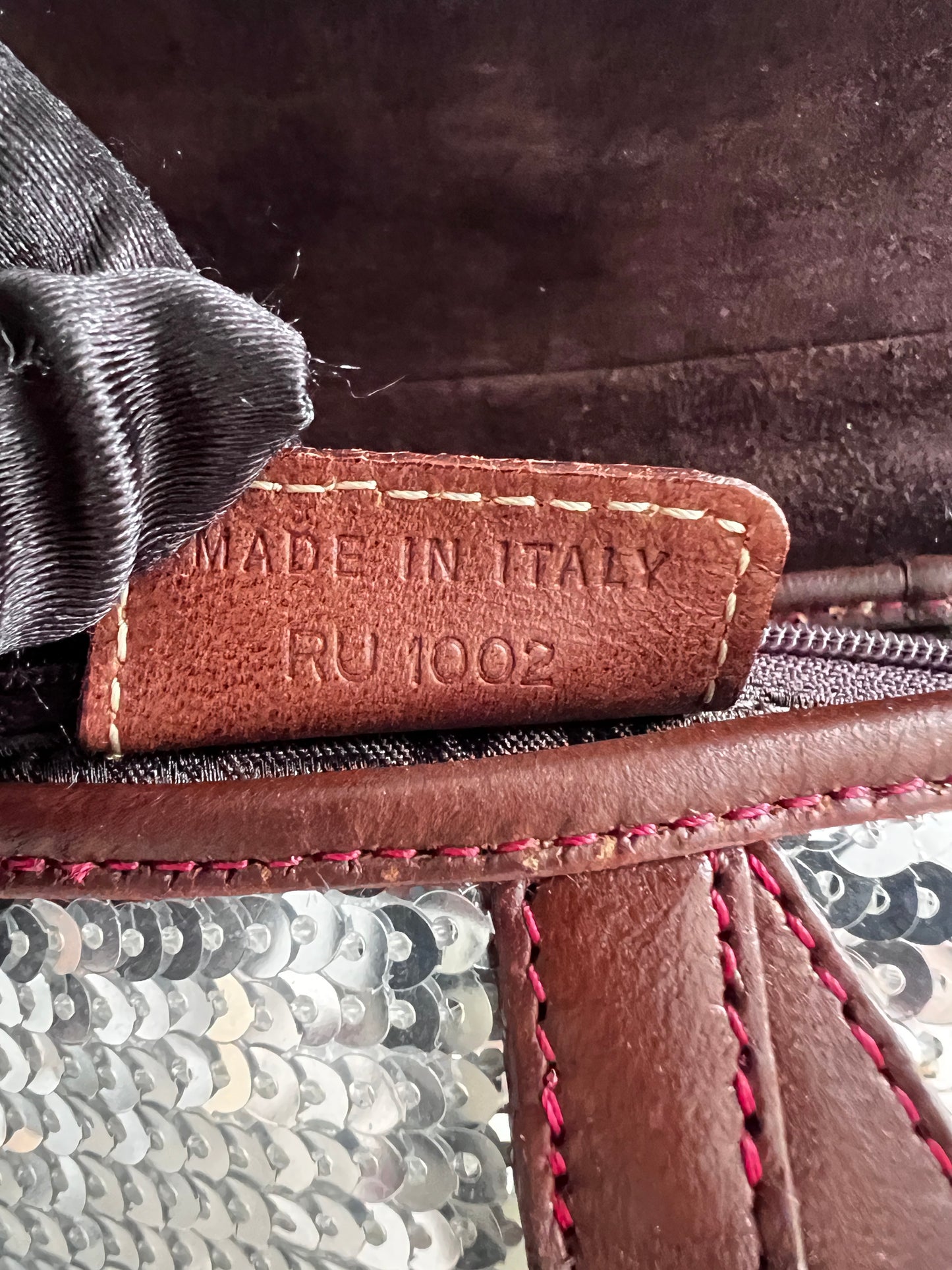 Vintage Dior silver sequin leather saddle bag
