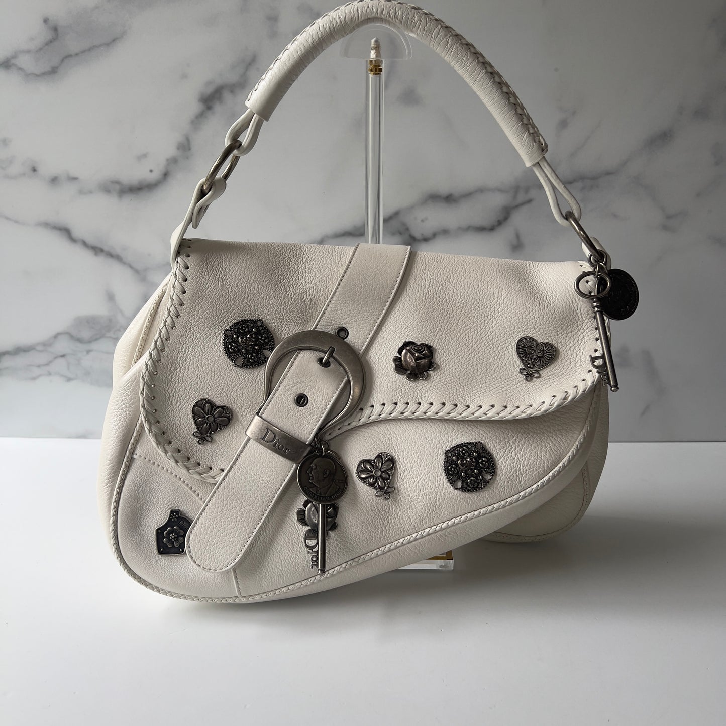 Dior Badge White Gaucho Limited Edition Bag