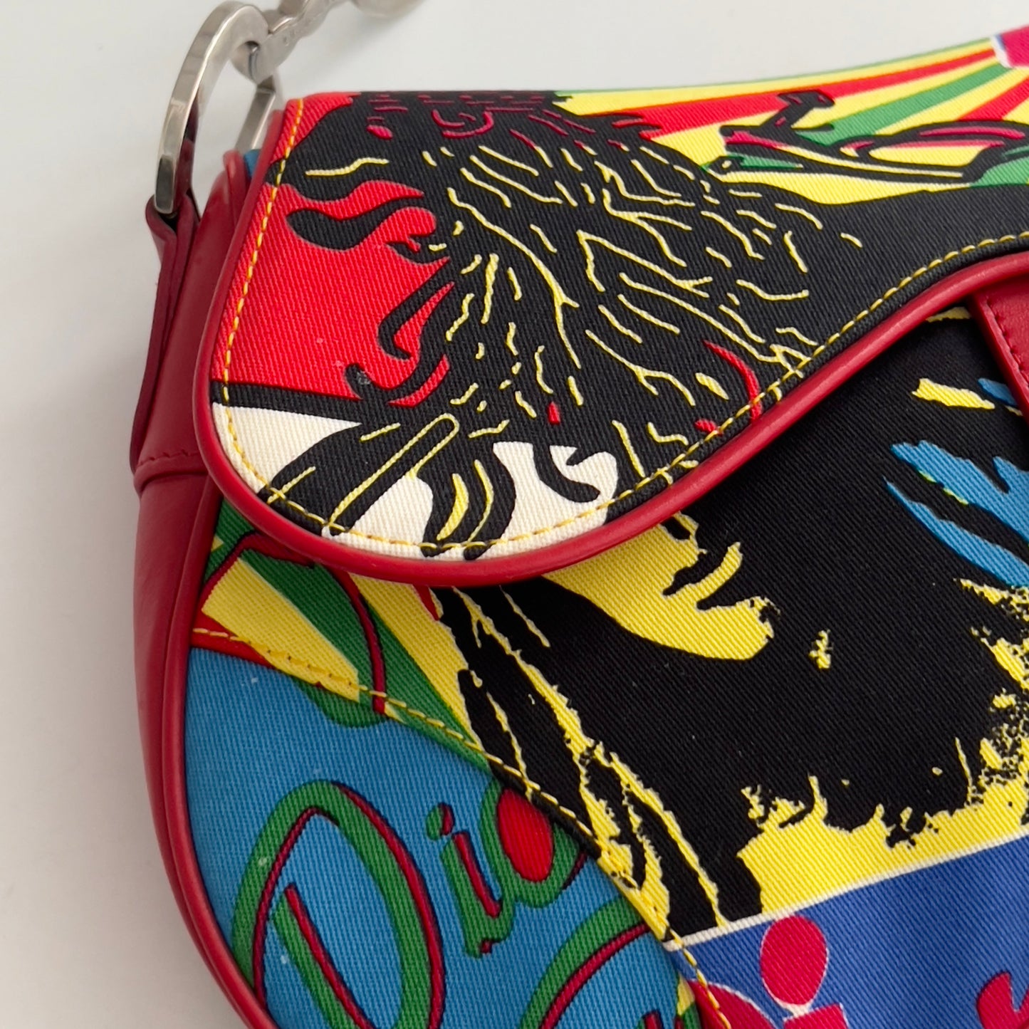 Vintage Christian Dior Red Dior Mania Saddle Bag