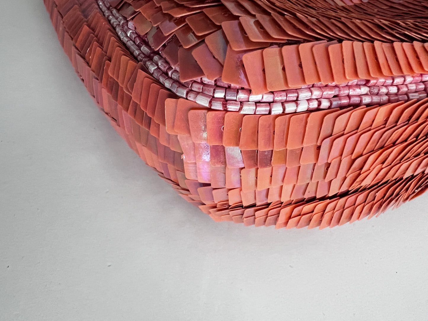 Pre-Owned Fendi peach pink sequin baguette Shoulder bag
