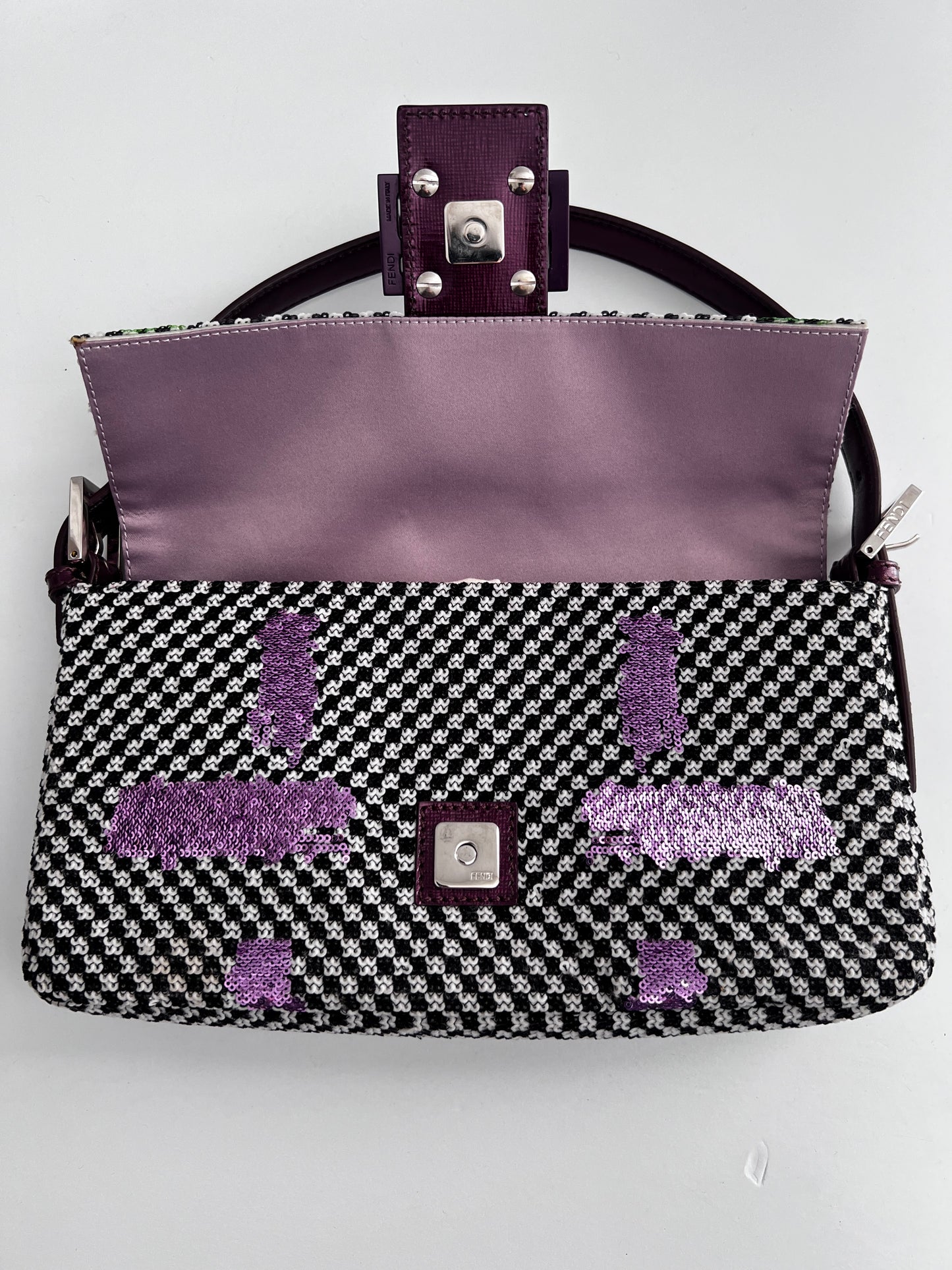 Fendi colorful sequin tweed baguette