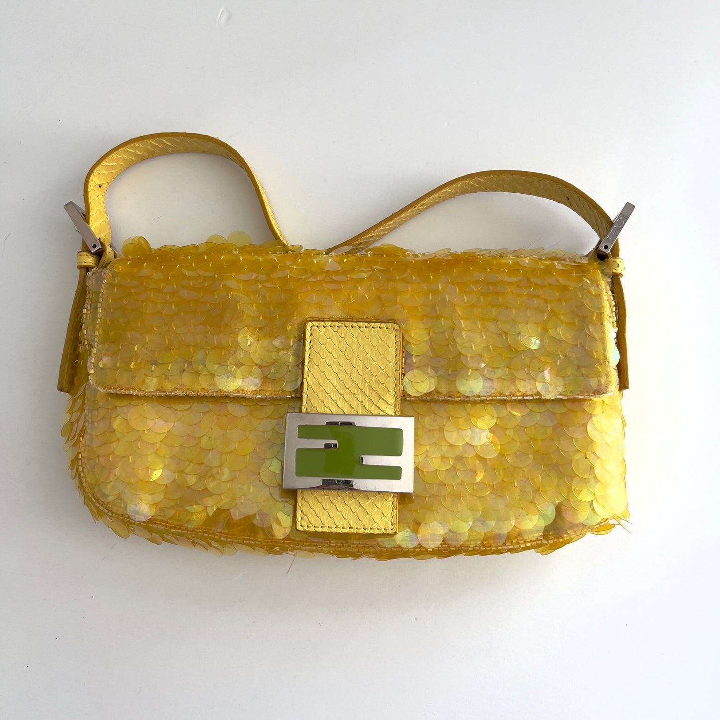 Vintage Fendi Yellow sequin Baguette