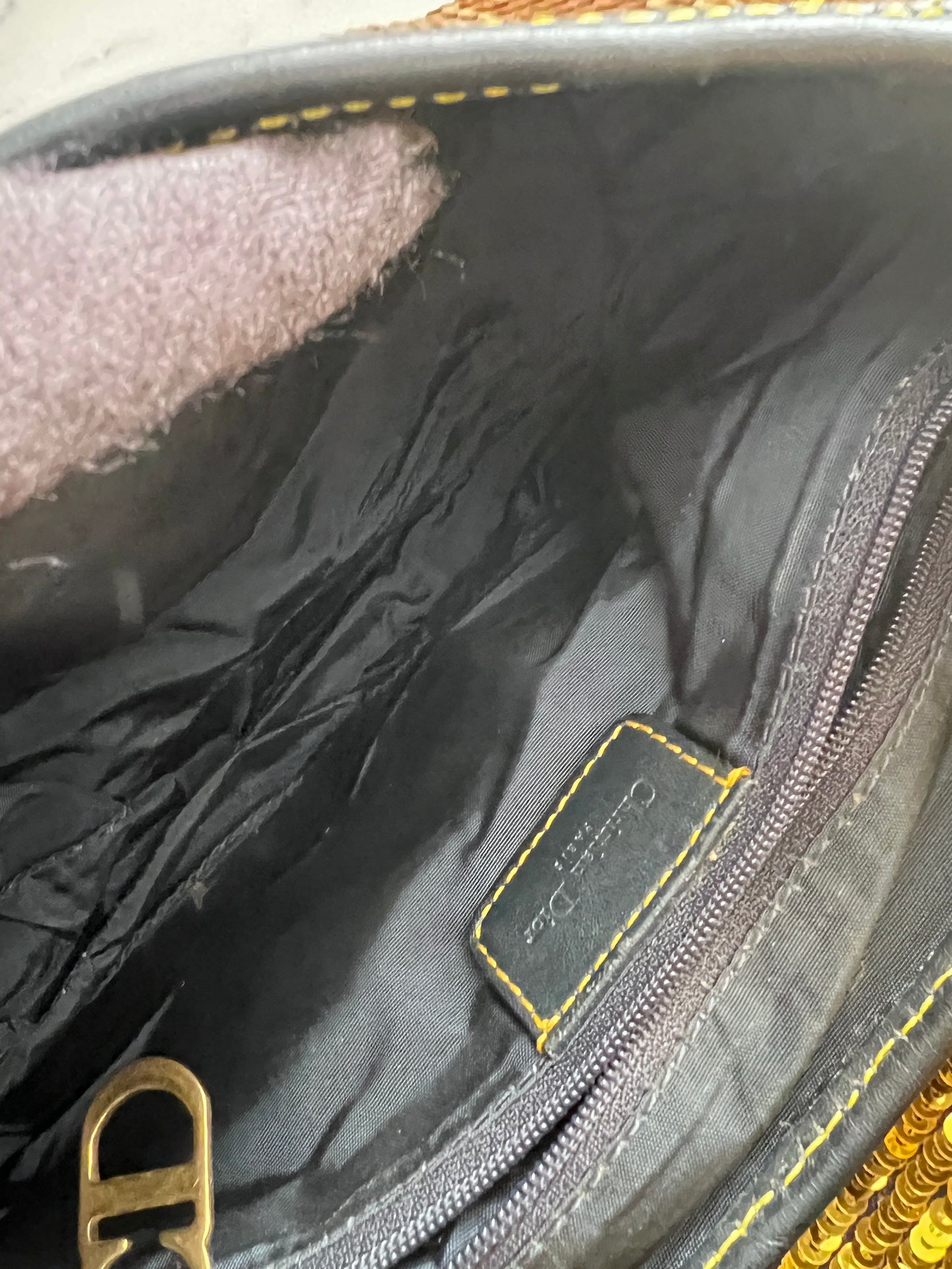 Vintage Dior gold sequin double saddle bag