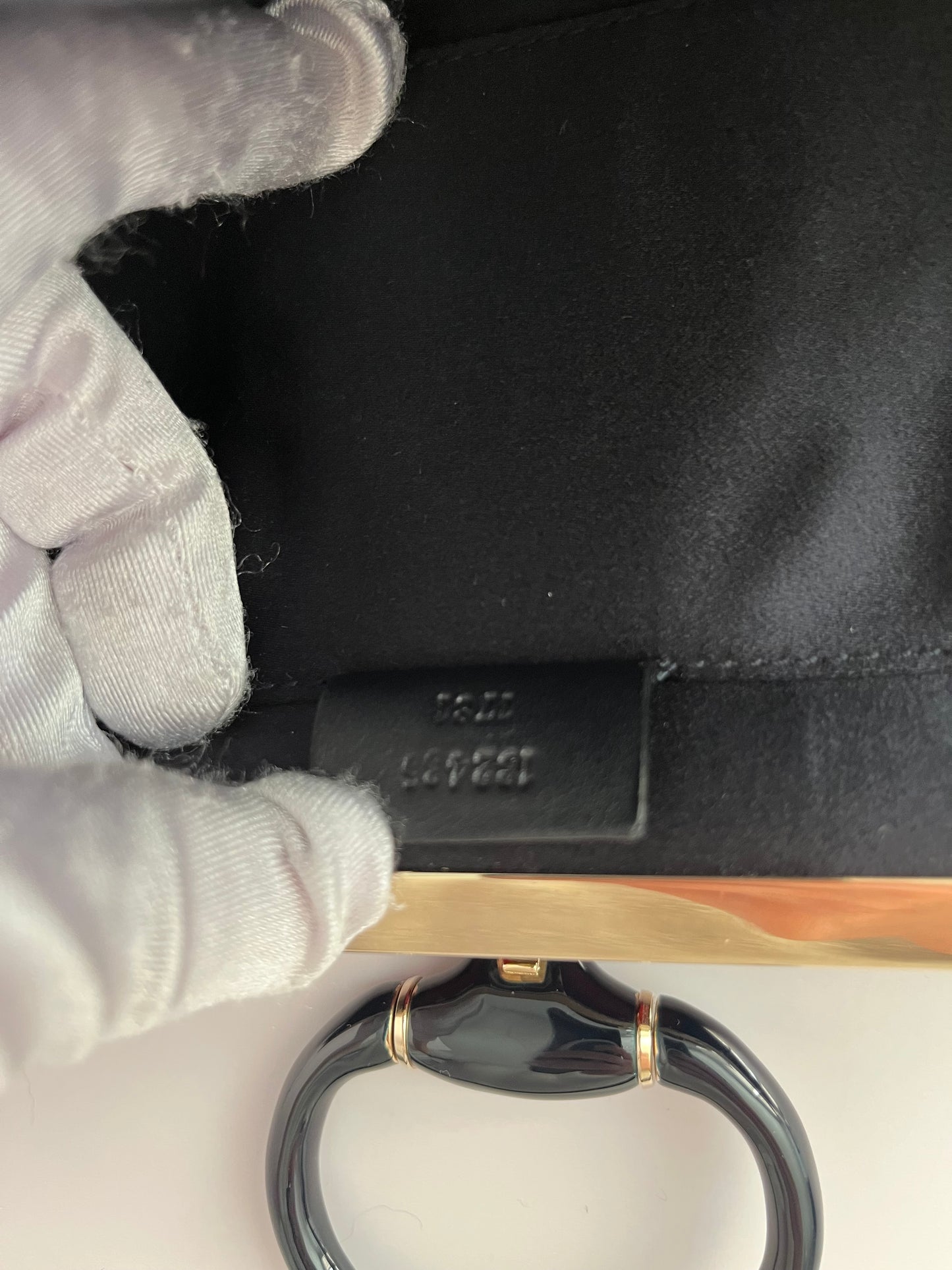 Gucci black and red stripes fur shoulder bag