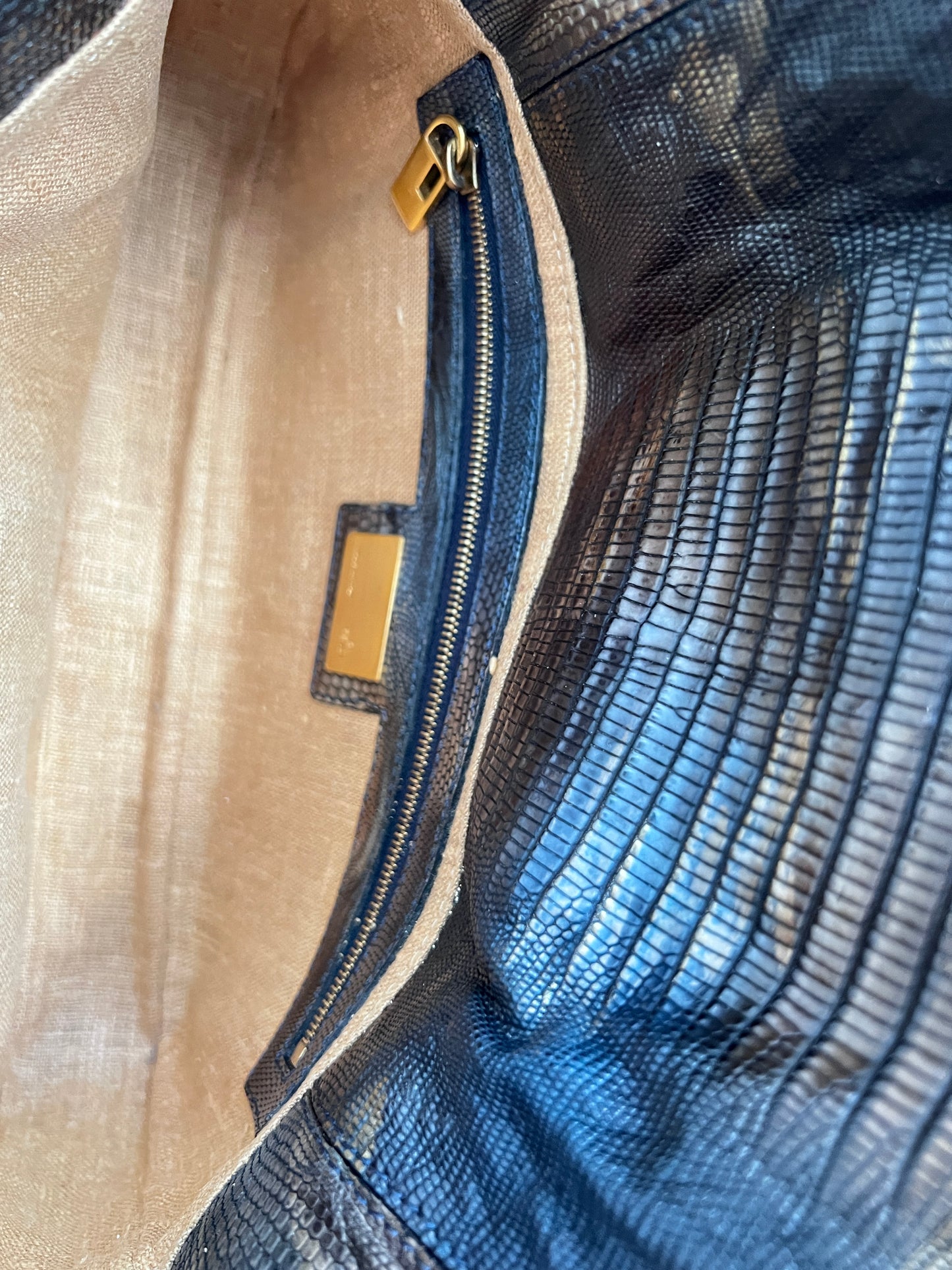 Fendi exotic leather baguette